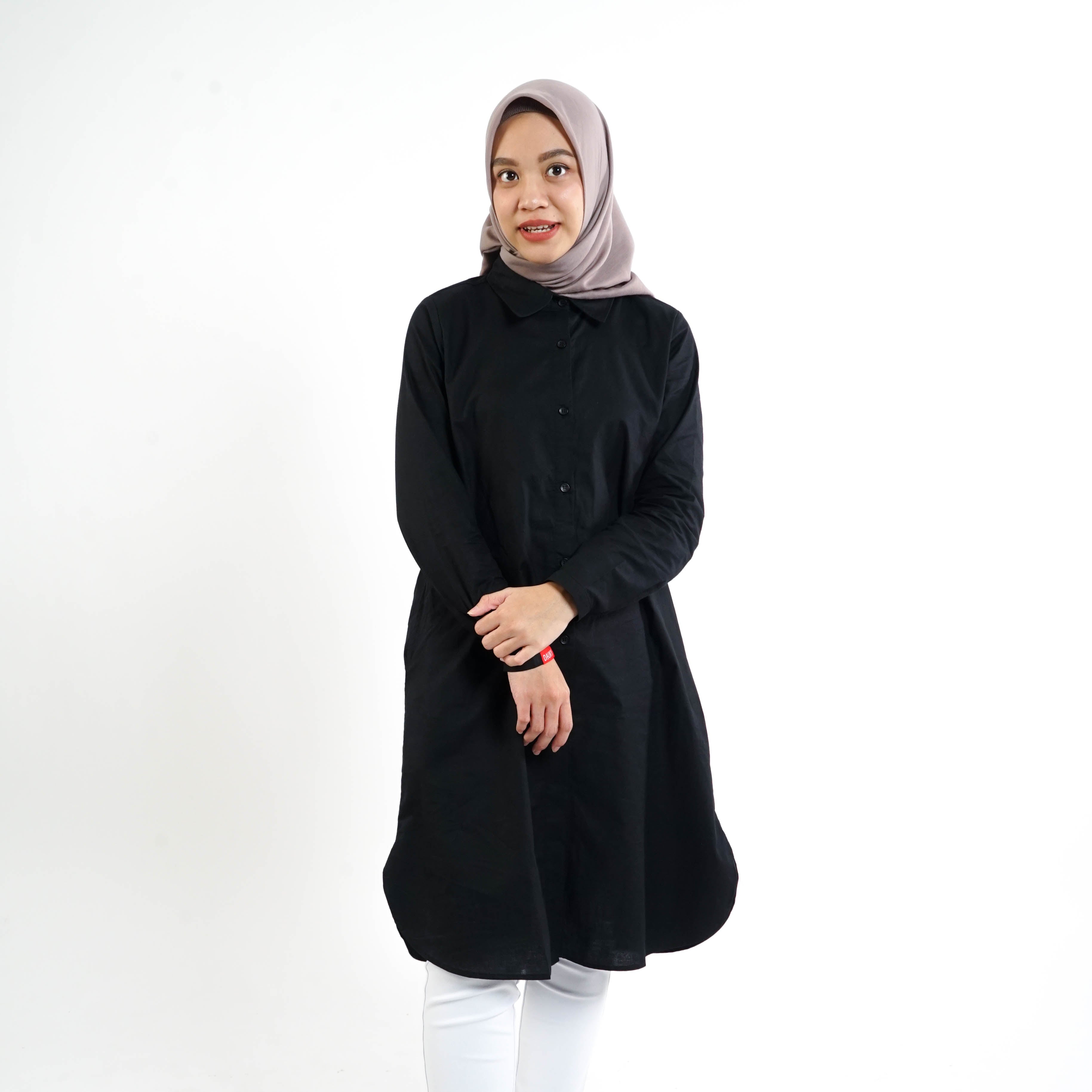 Dauky Atasan Wanita L Tunic Katun Prada - Hitam