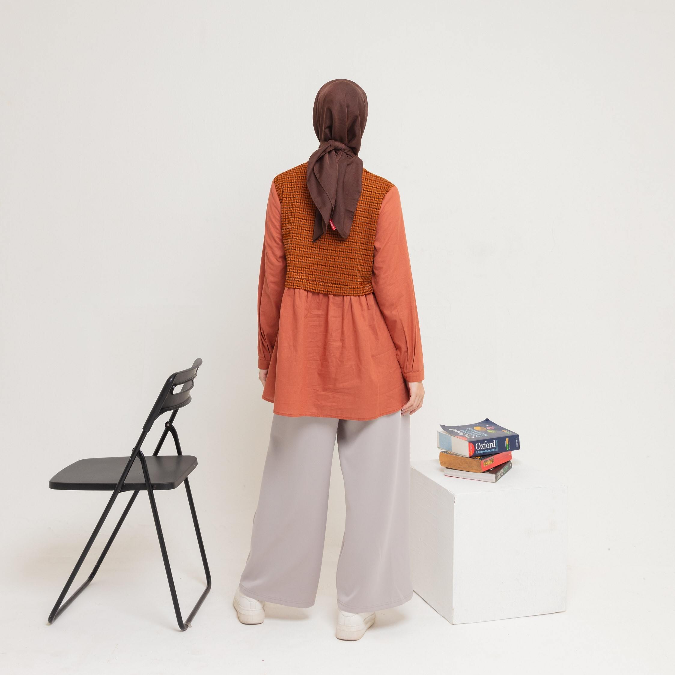 M Tunik Knit Tweed Katun - Teracotta