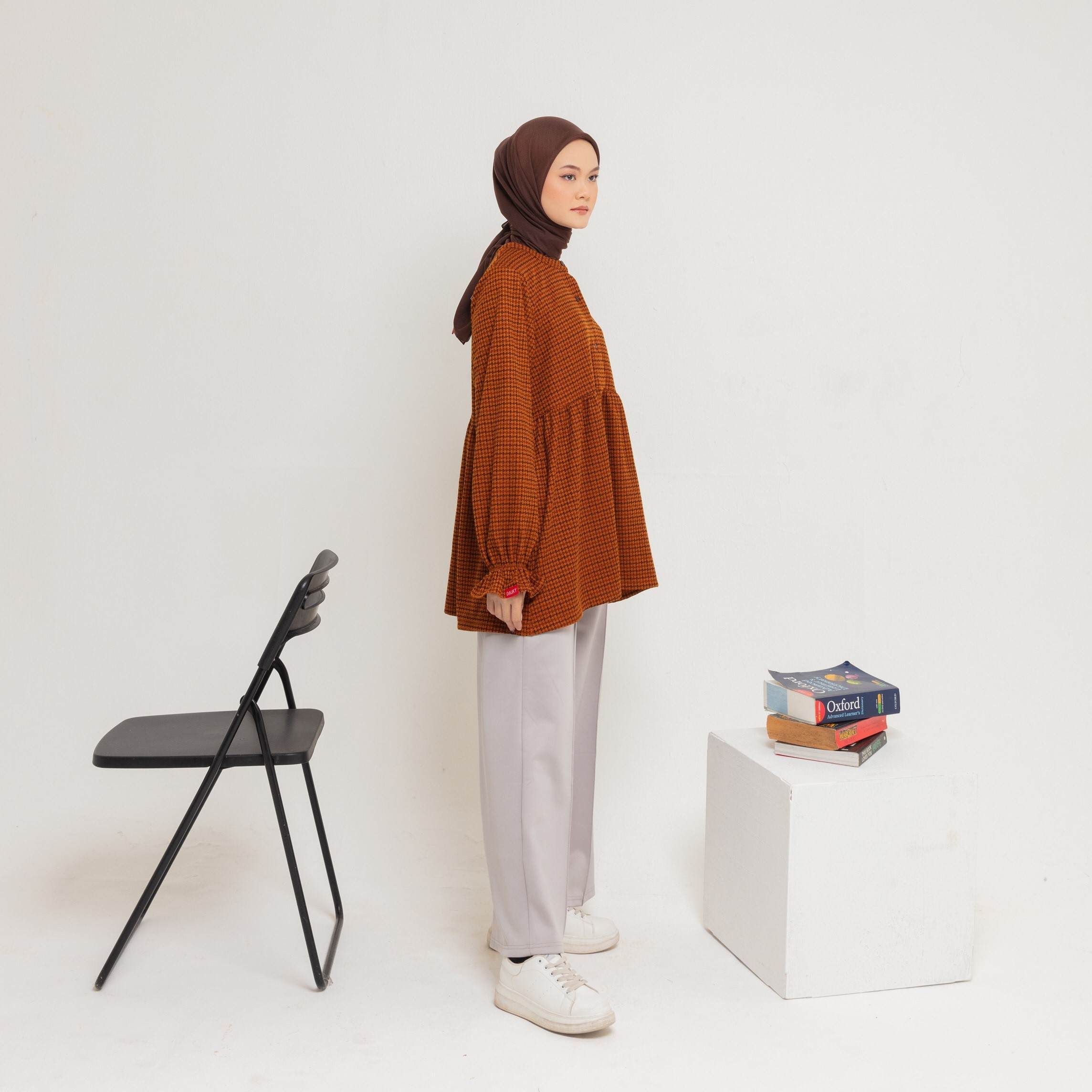 M Tunik Knit Tweed Ruffles - Teracotta