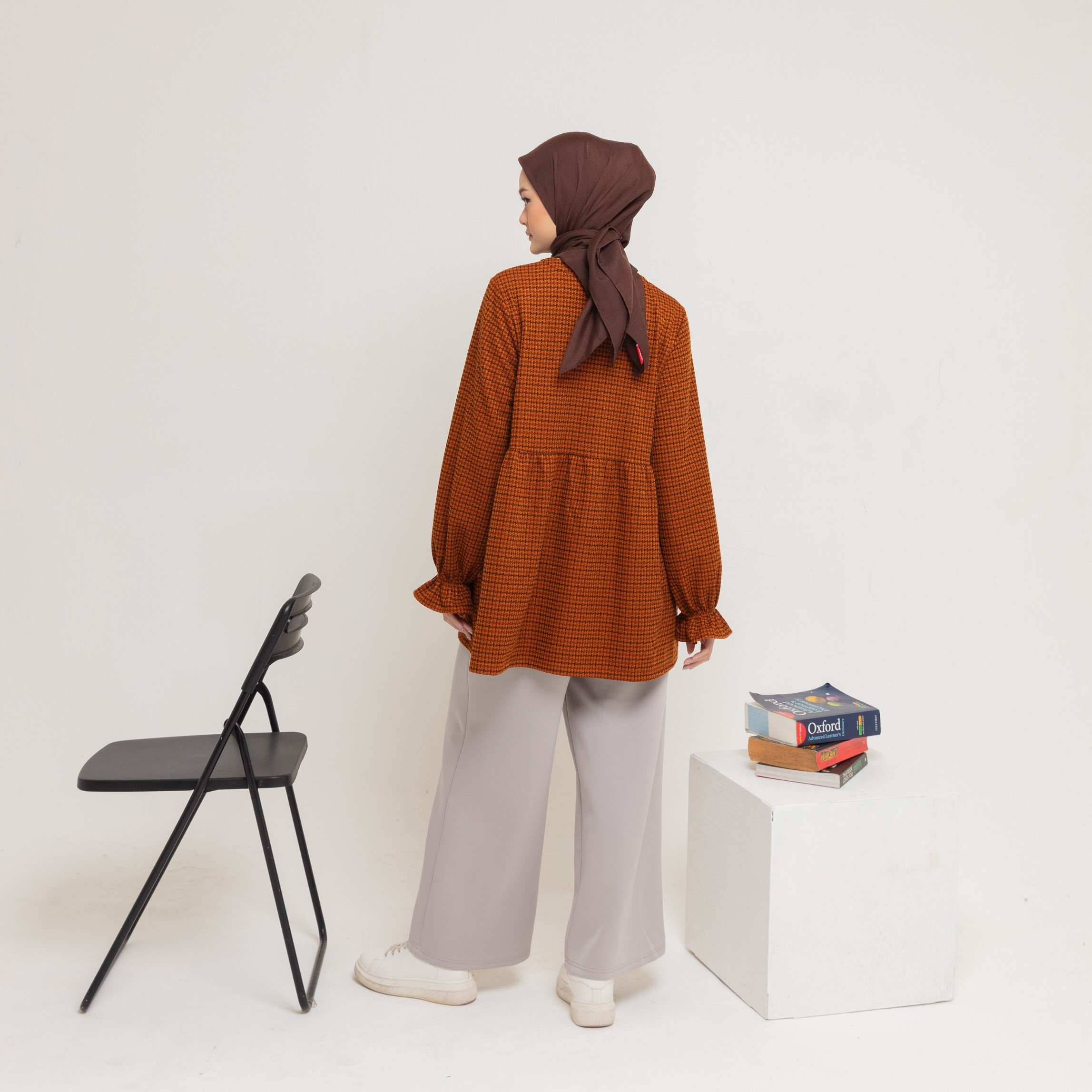 M Tunik Knit Tweed Ruffles - Teracotta