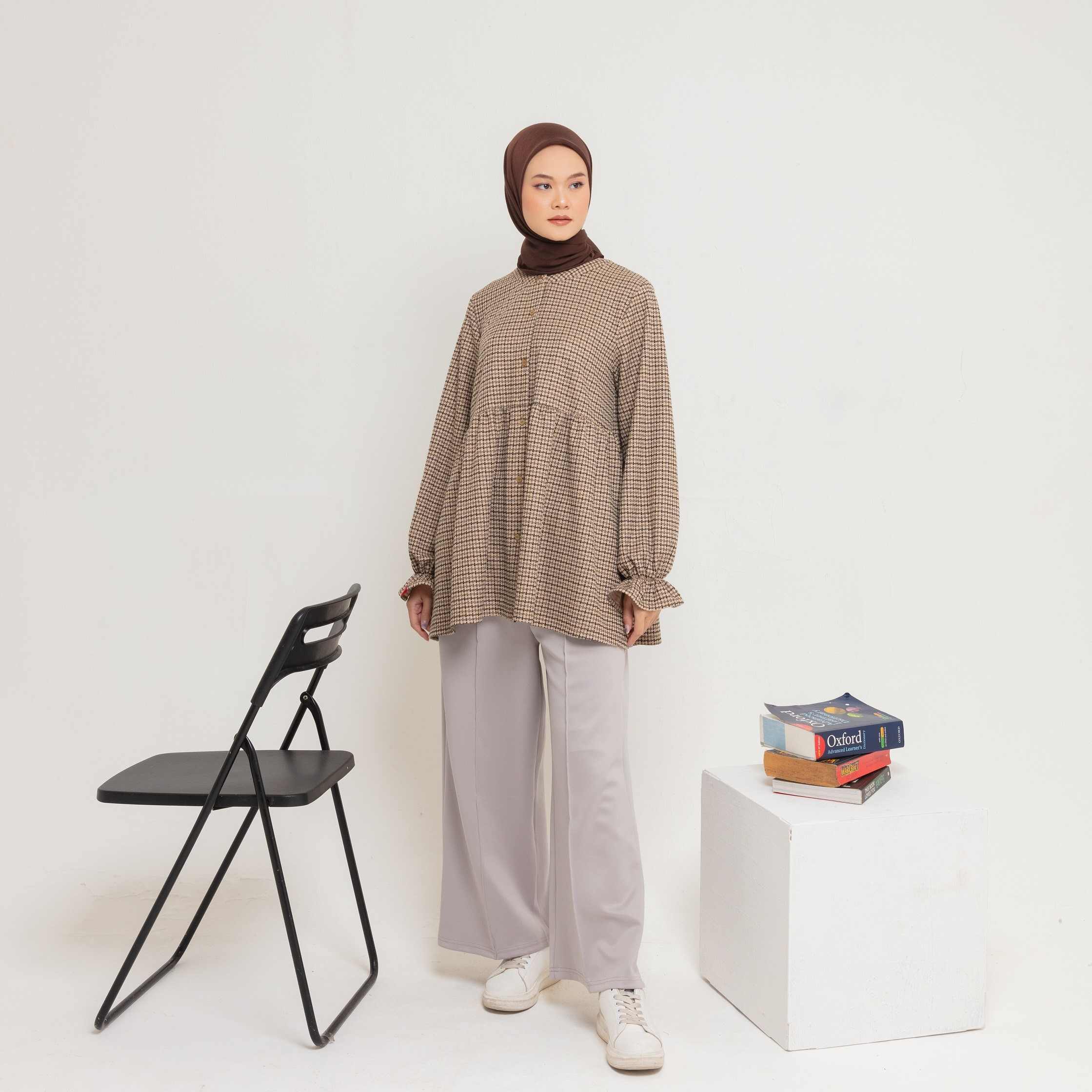 M Tunik Knit Tweed Ruffles - Nude