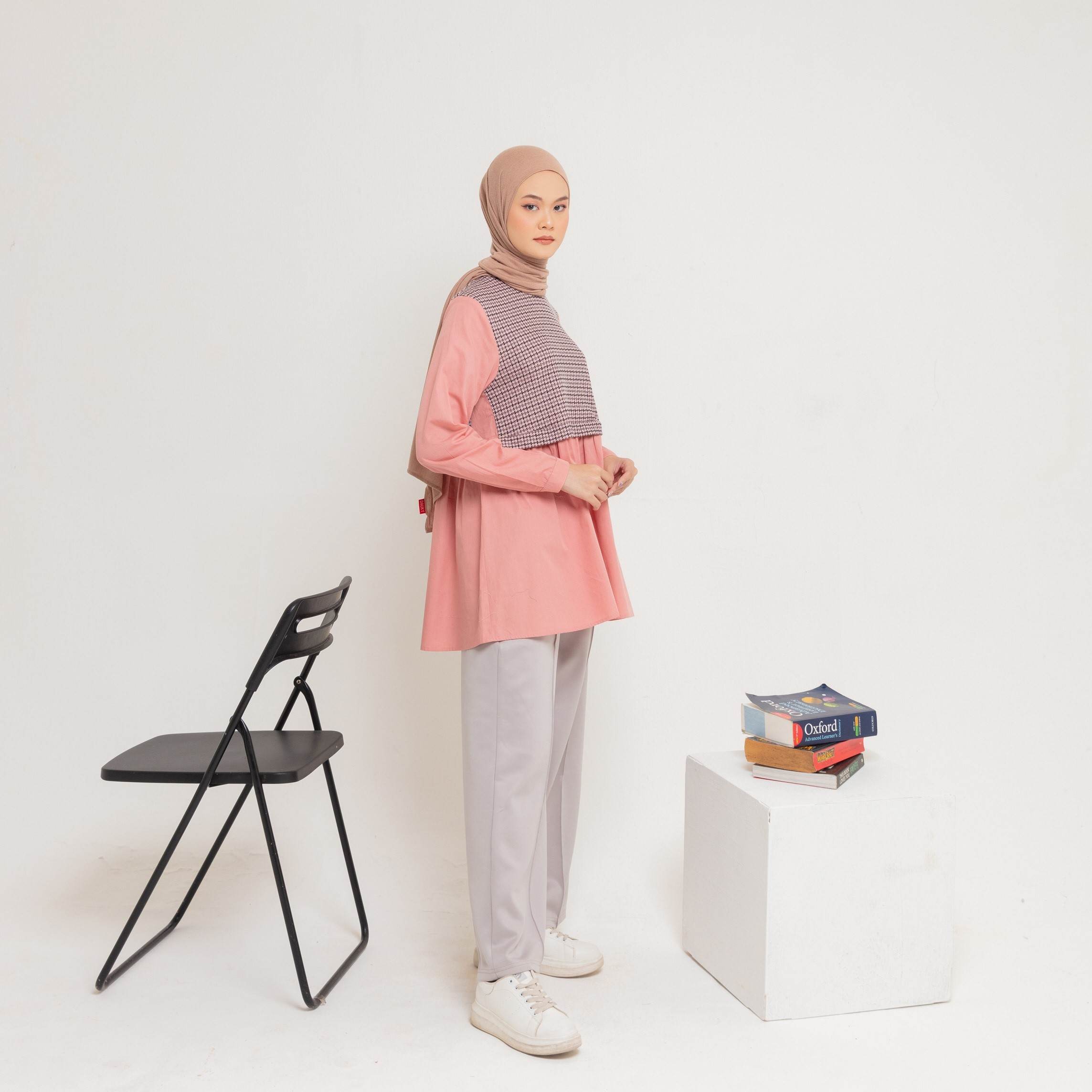M Tunik Knit Tweed Katun - Pink