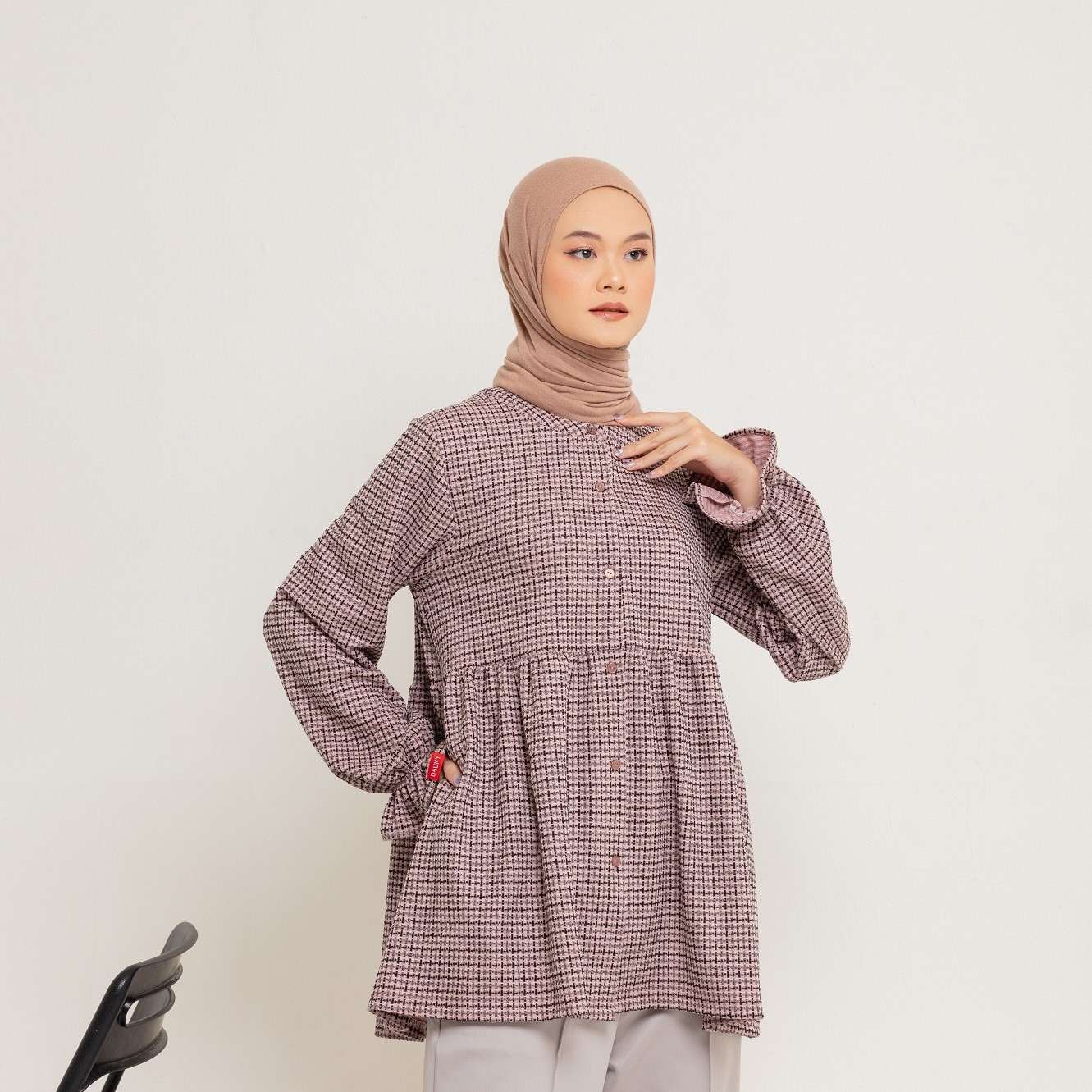 M Tunik Knit Tweed Ruffles