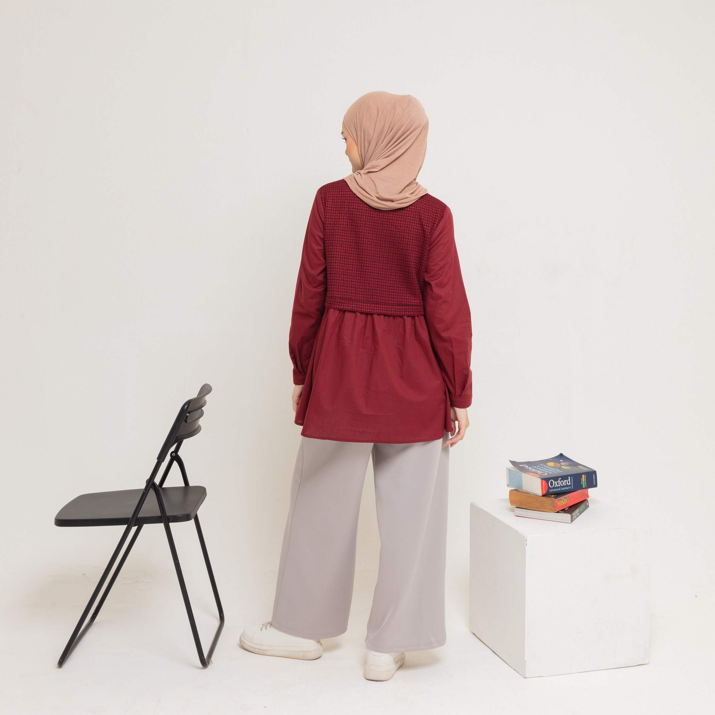 M Tunik Knit Tweed Katun - Maroon