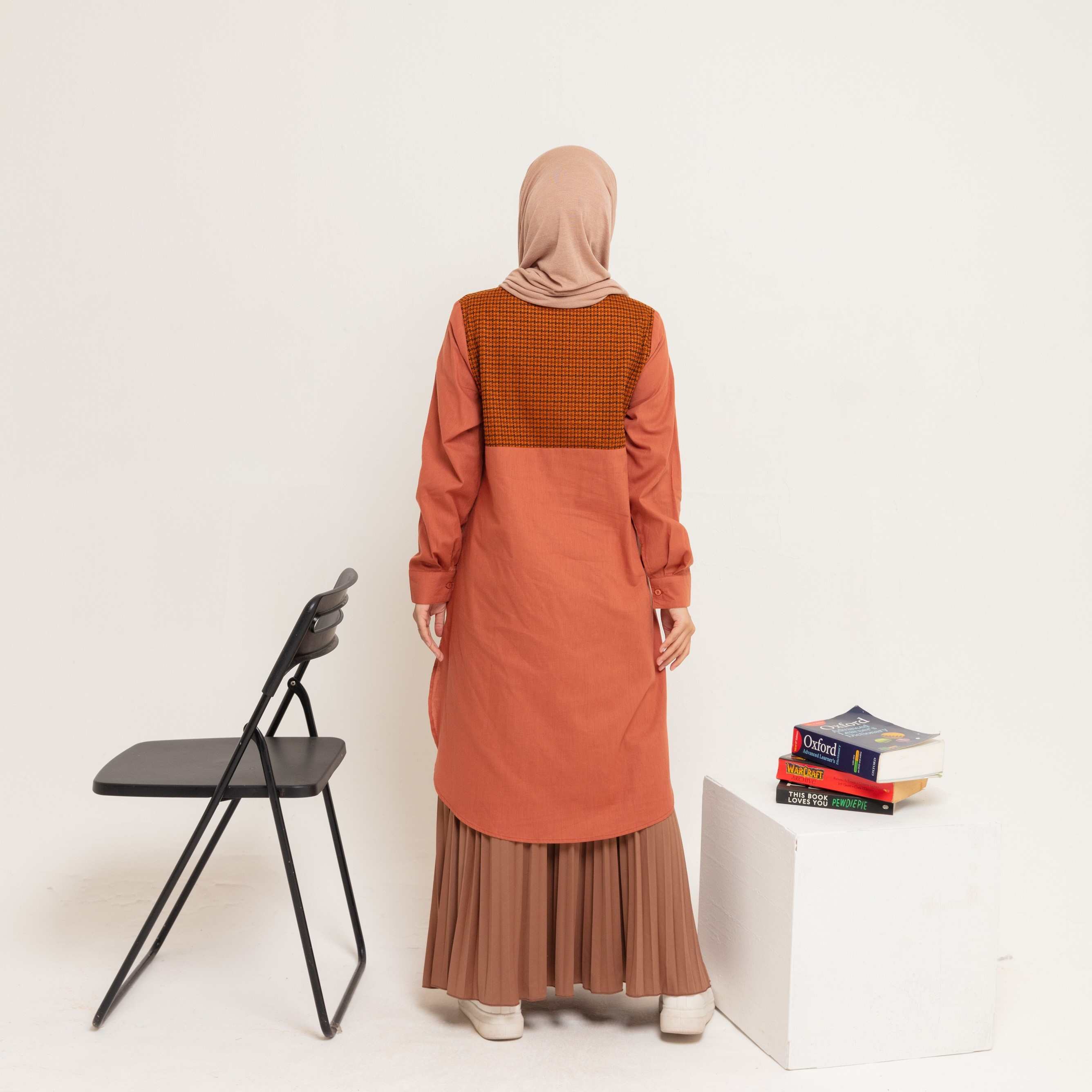 L Tunik Knit Tweed Katun - Teracotta