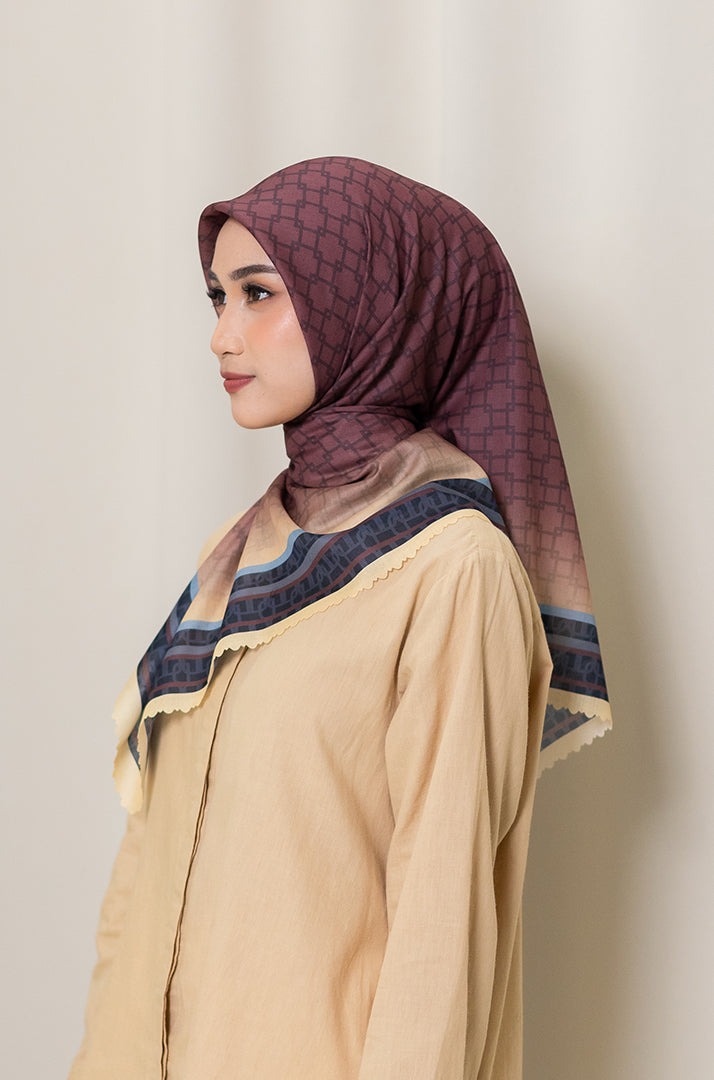 Bordered Geo Premium Scarf - Maroon