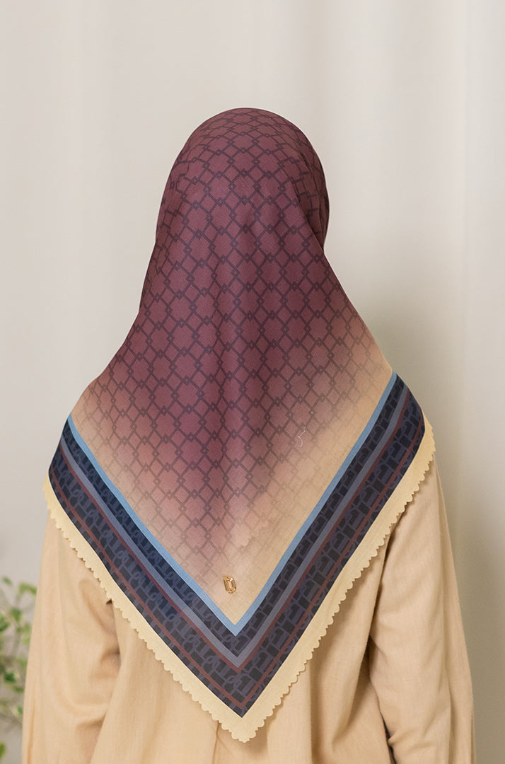 Bordered Geo Premium Scarf - Maroon