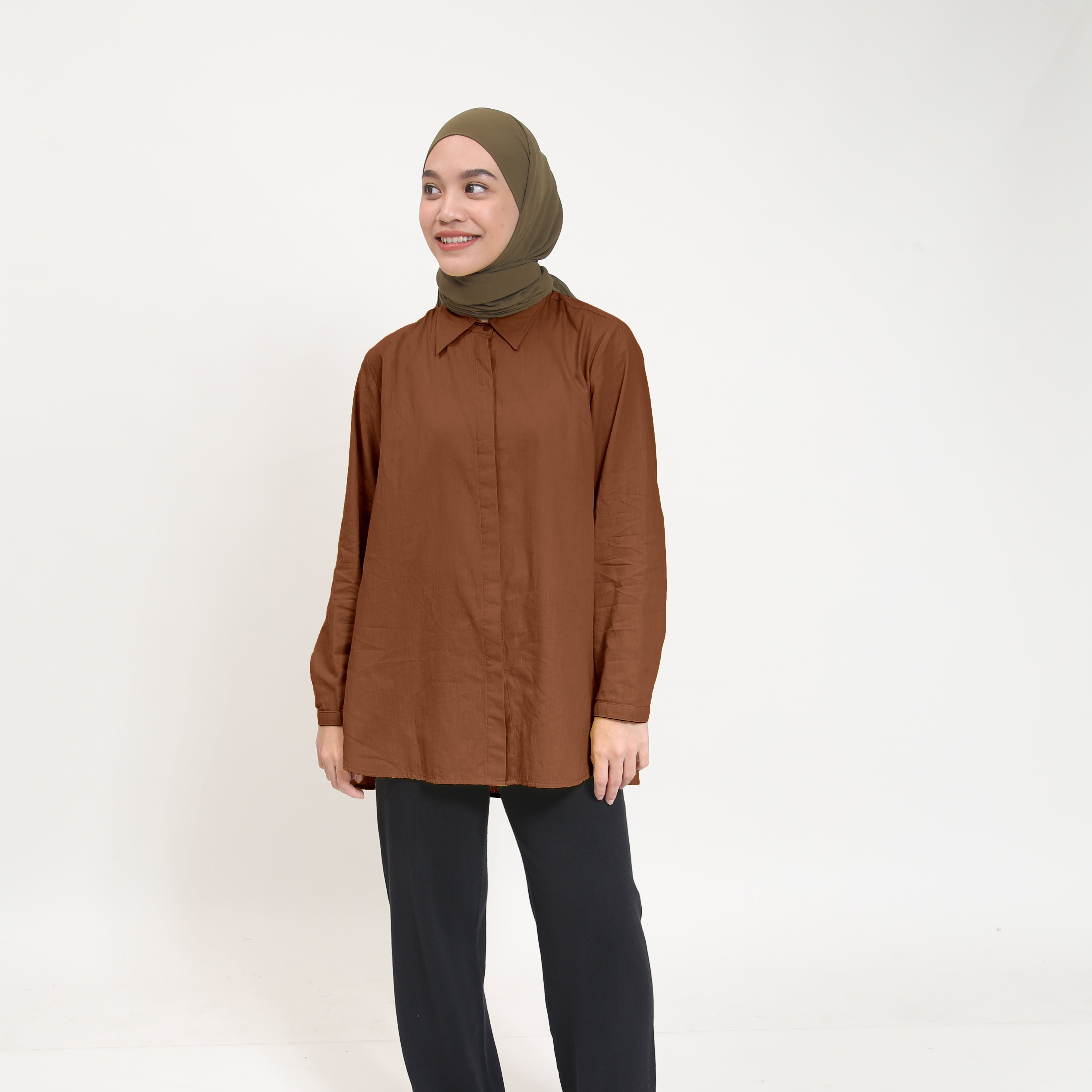 Dauky Atasan Wanita M Tunic Basic Katun Paris - Coklat