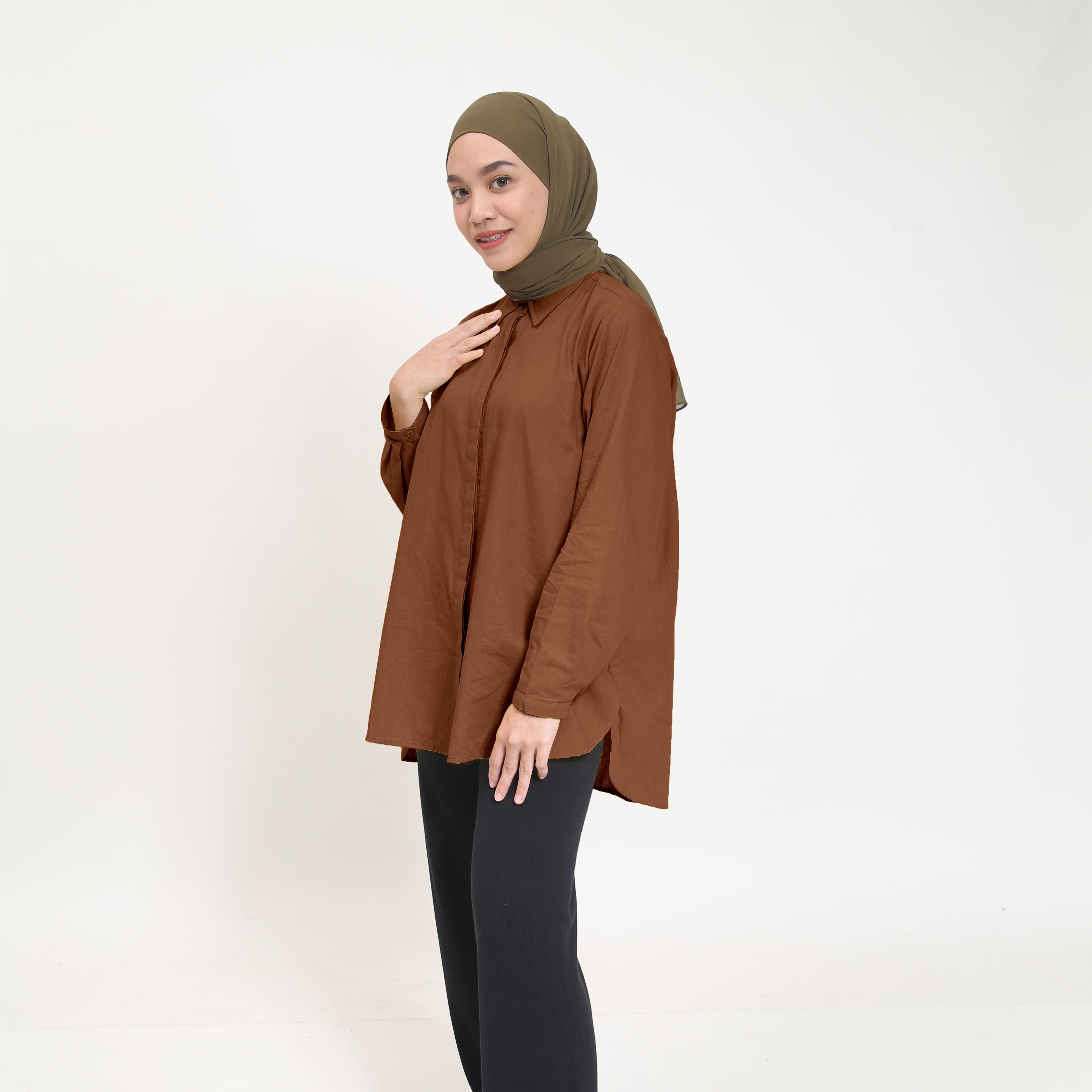 Dauky Atasan Wanita M Tunic Basic Katun Paris - Coklat