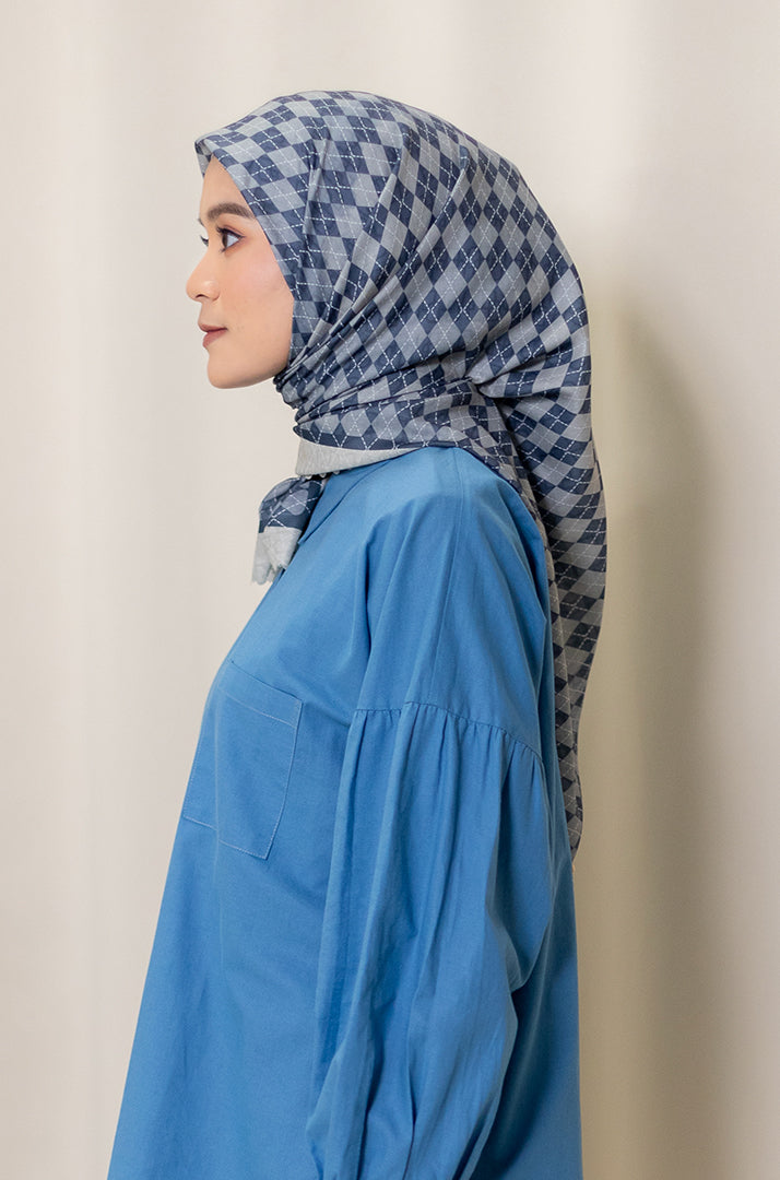 Classic Geo Premium Scarf - Midnight Blue