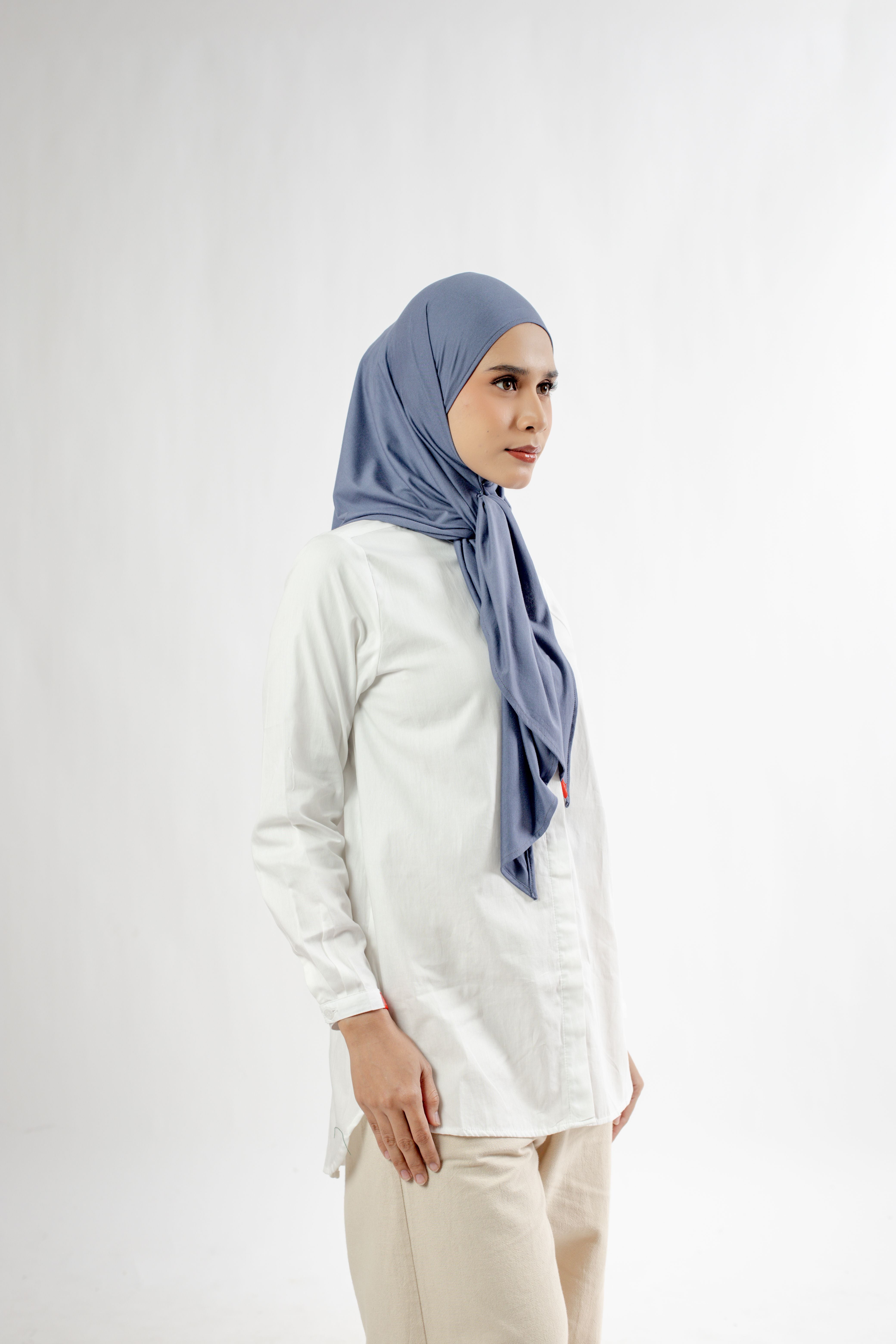 Small String Instant Hijab - Denim