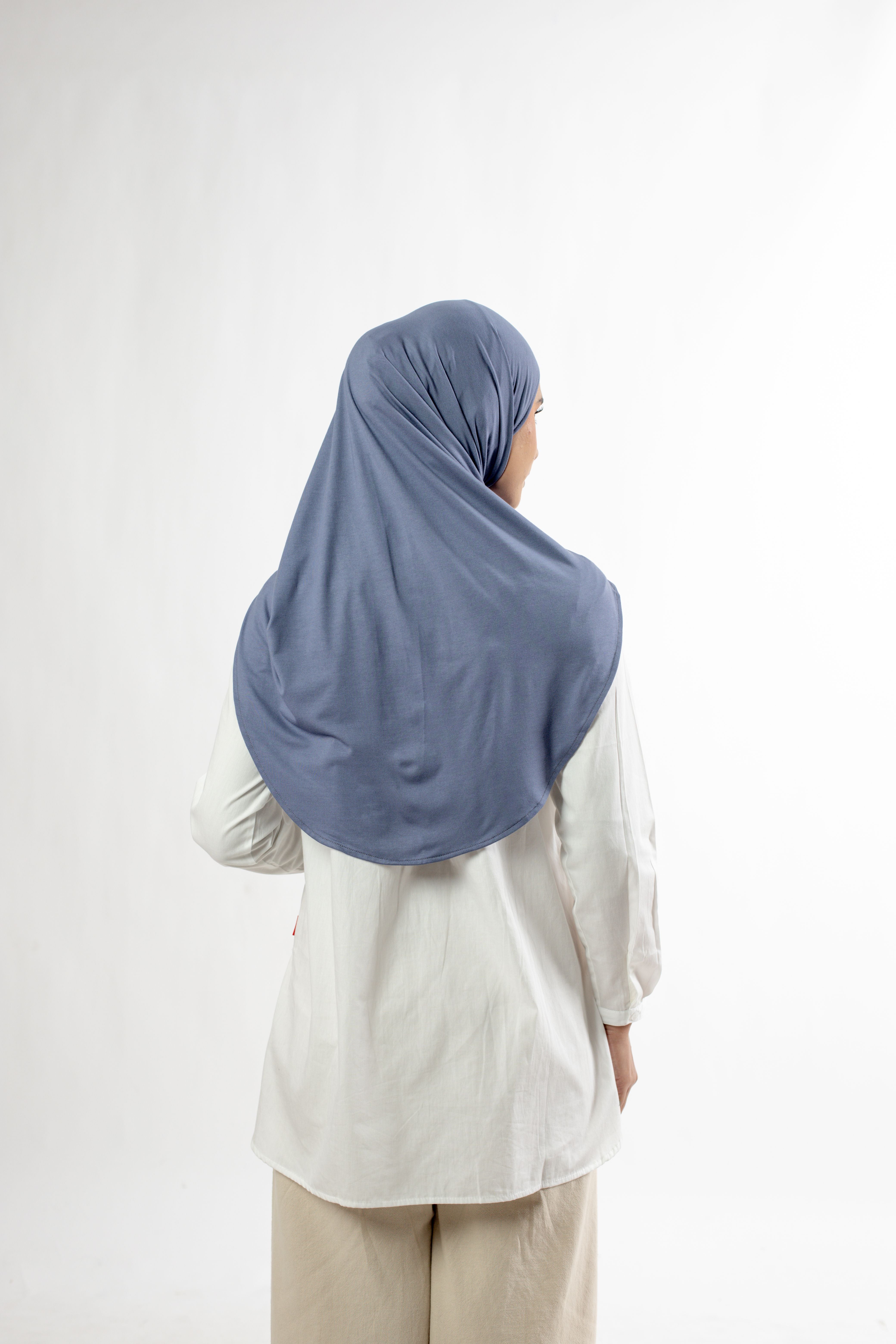 Small String Instant Hijab - Denim