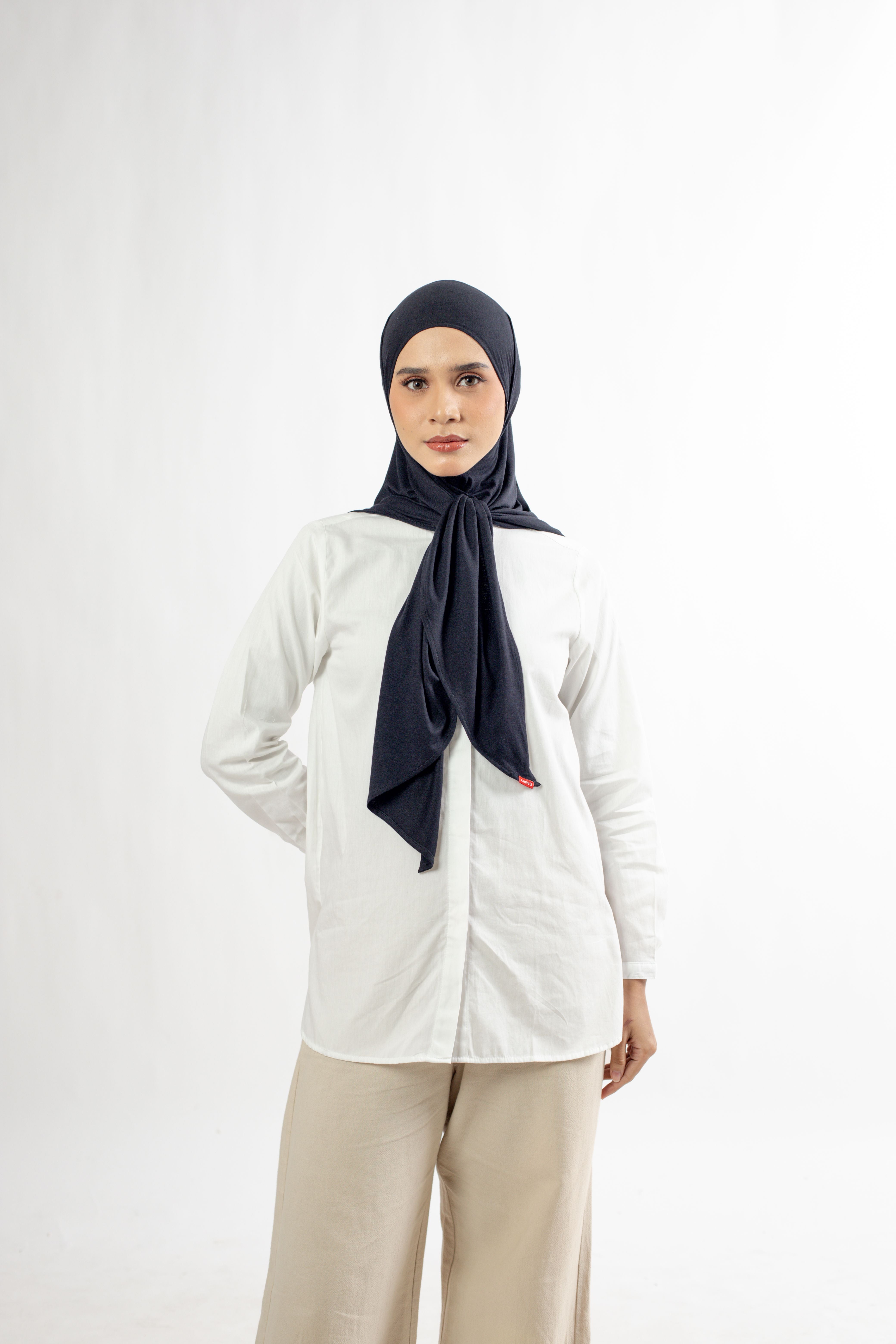 Small String Instant Hijab - Black