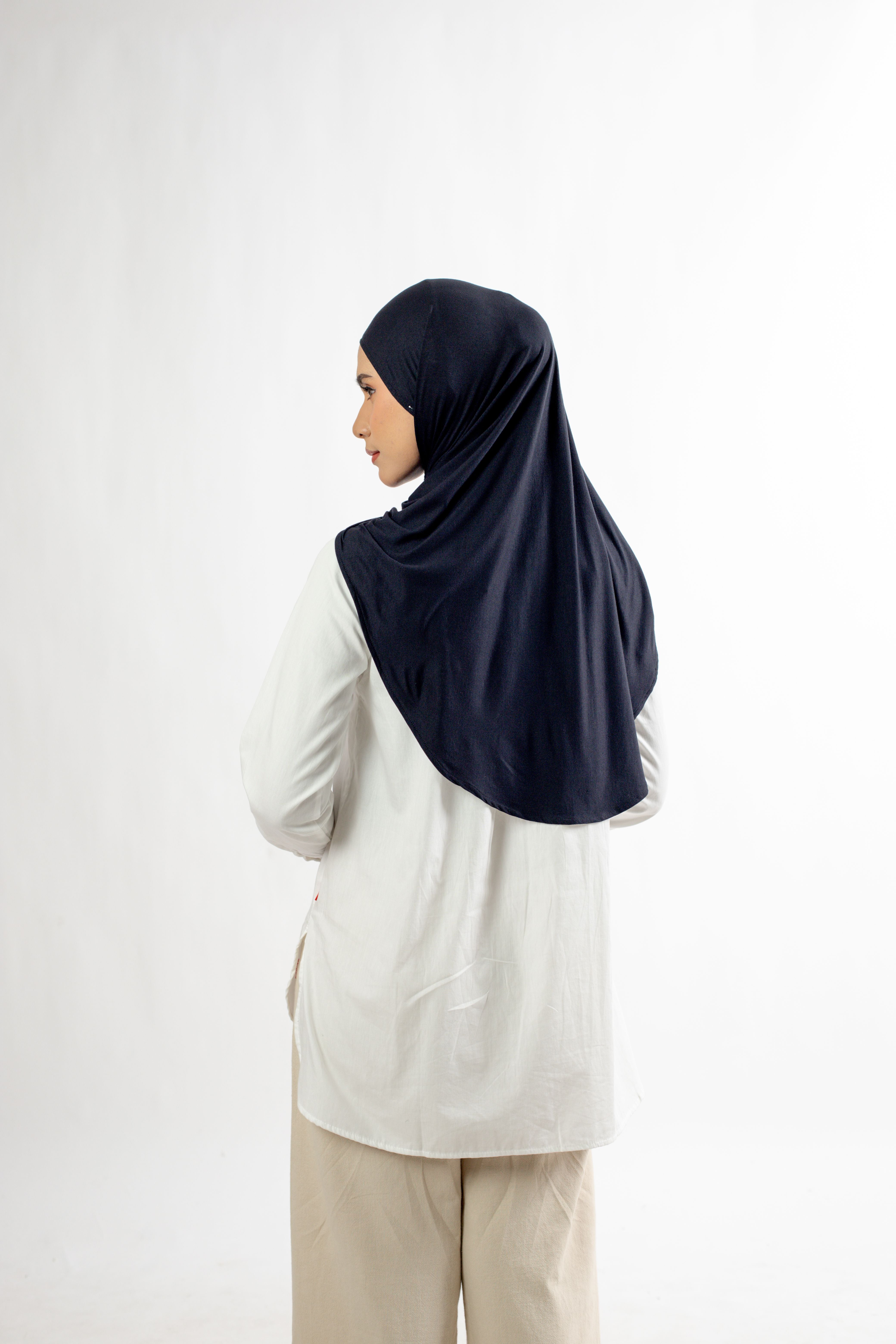 Small String Instant Hijab - Black