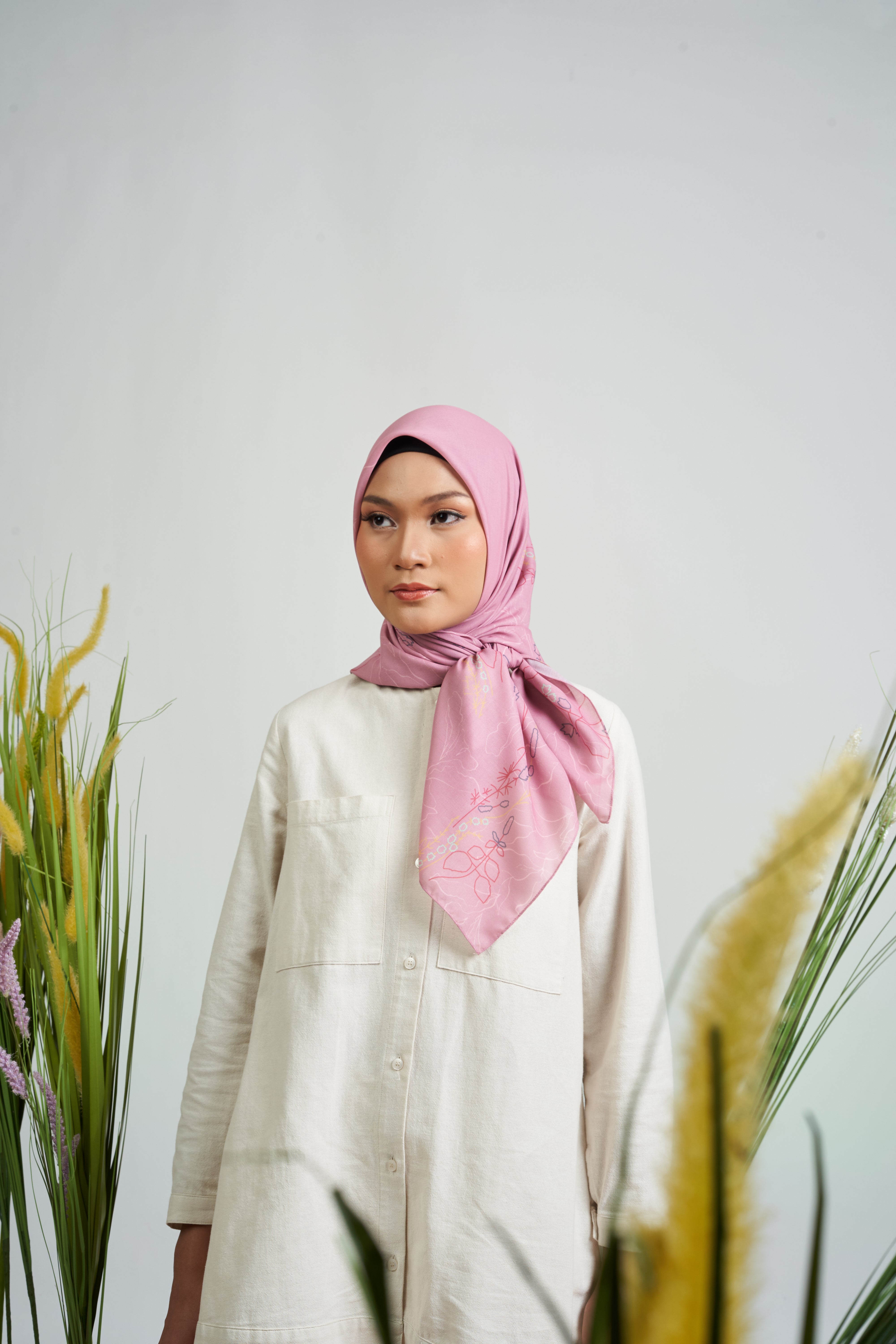 Melbourne Wild Flower Scarf - Dusty Pink
