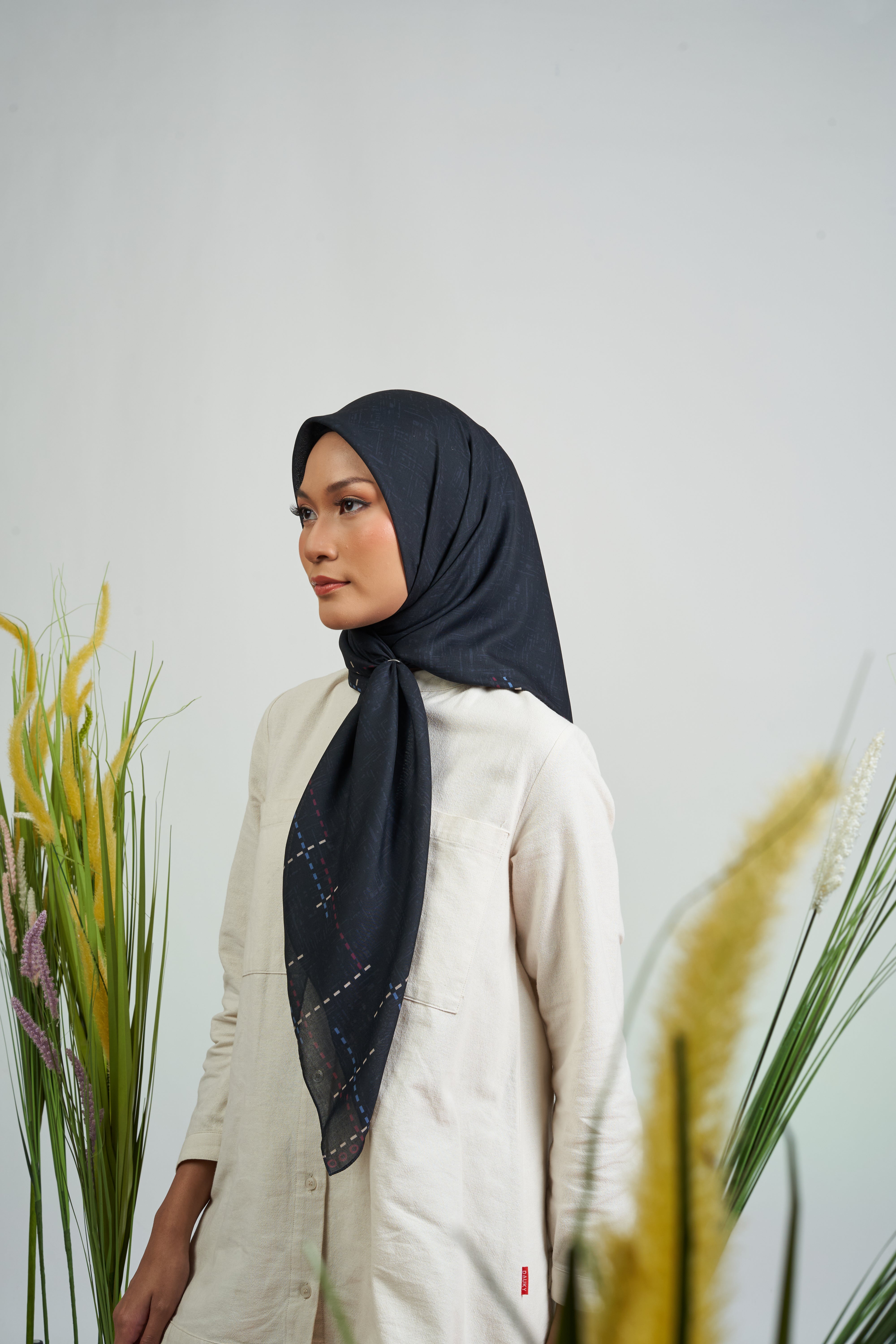 MELBOURNE LINED STITCHES SCARF - BLACK