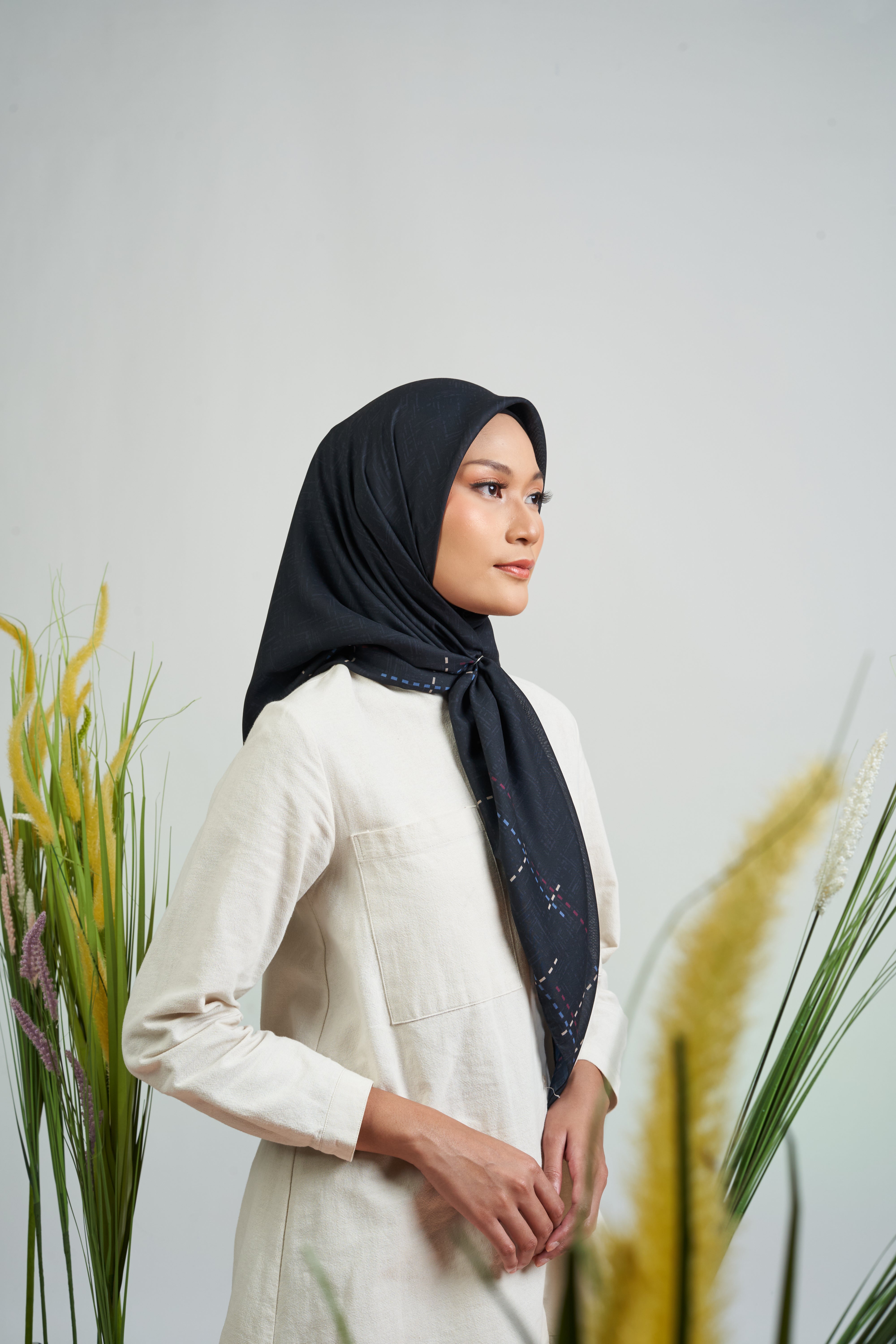 MELBOURNE LINED STITCHES SCARF - BLACK