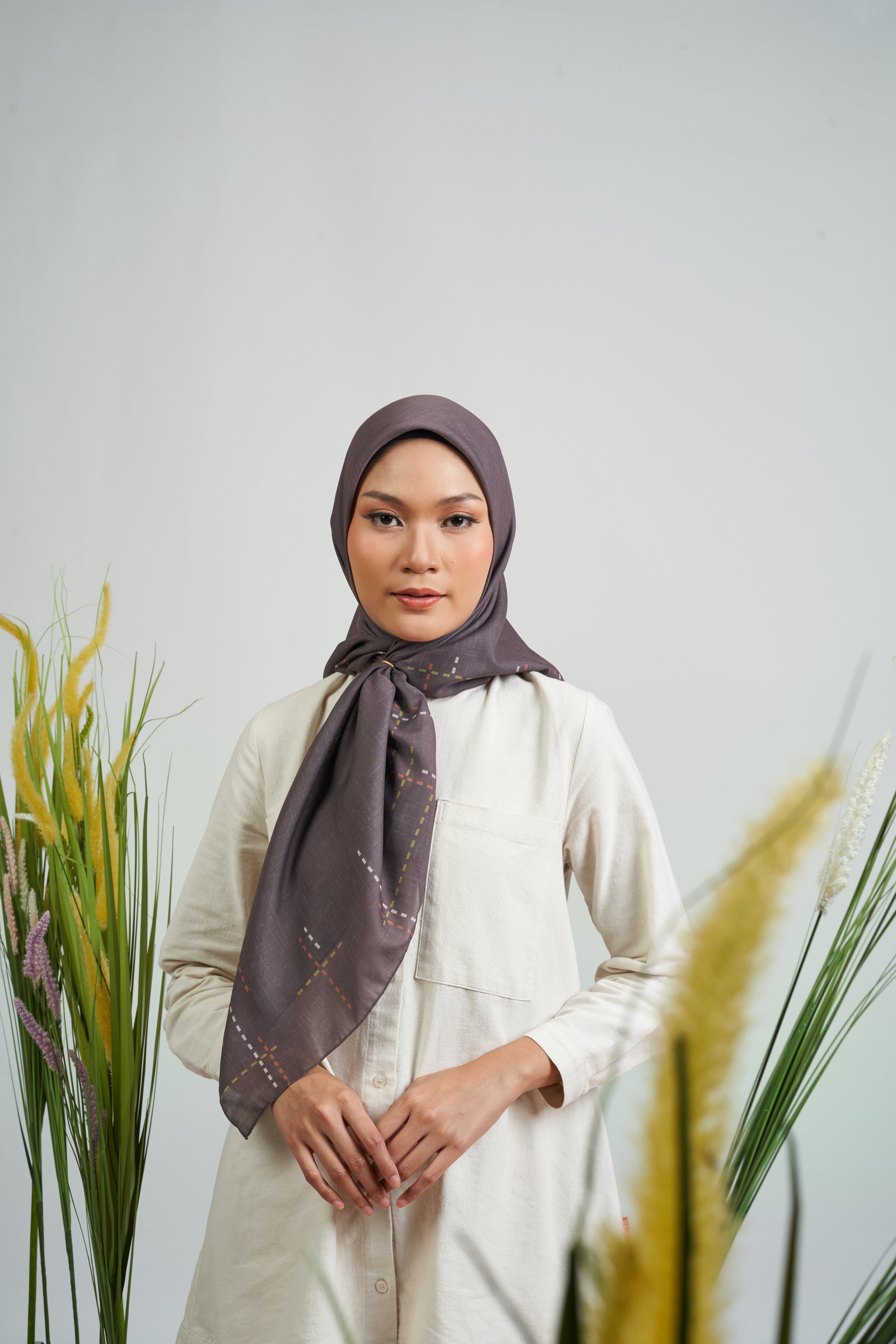 MELBOURNE LINED STITCHES SCARF - COFFEE