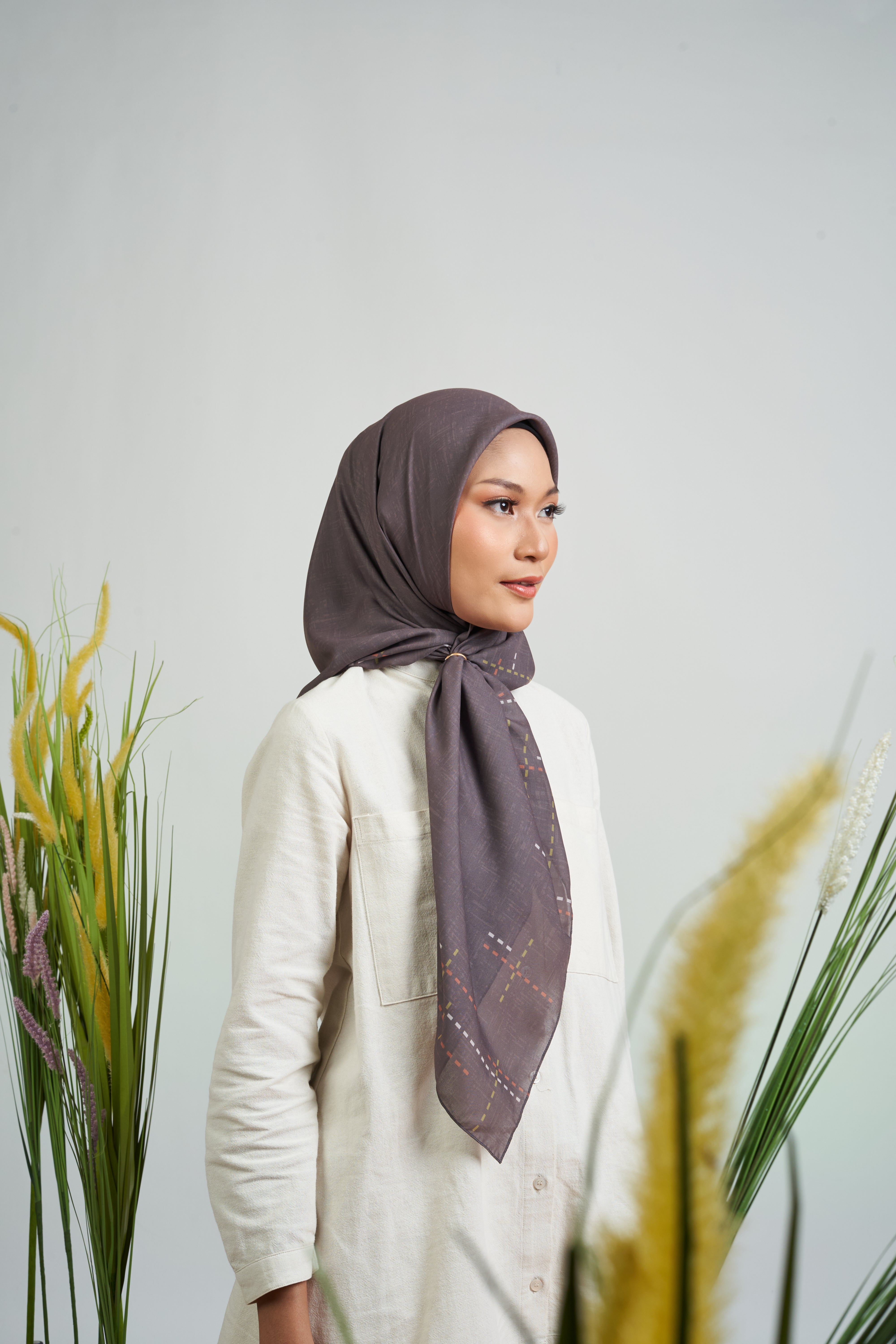 MELBOURNE LINED STITCHES SCARF - COFFEE