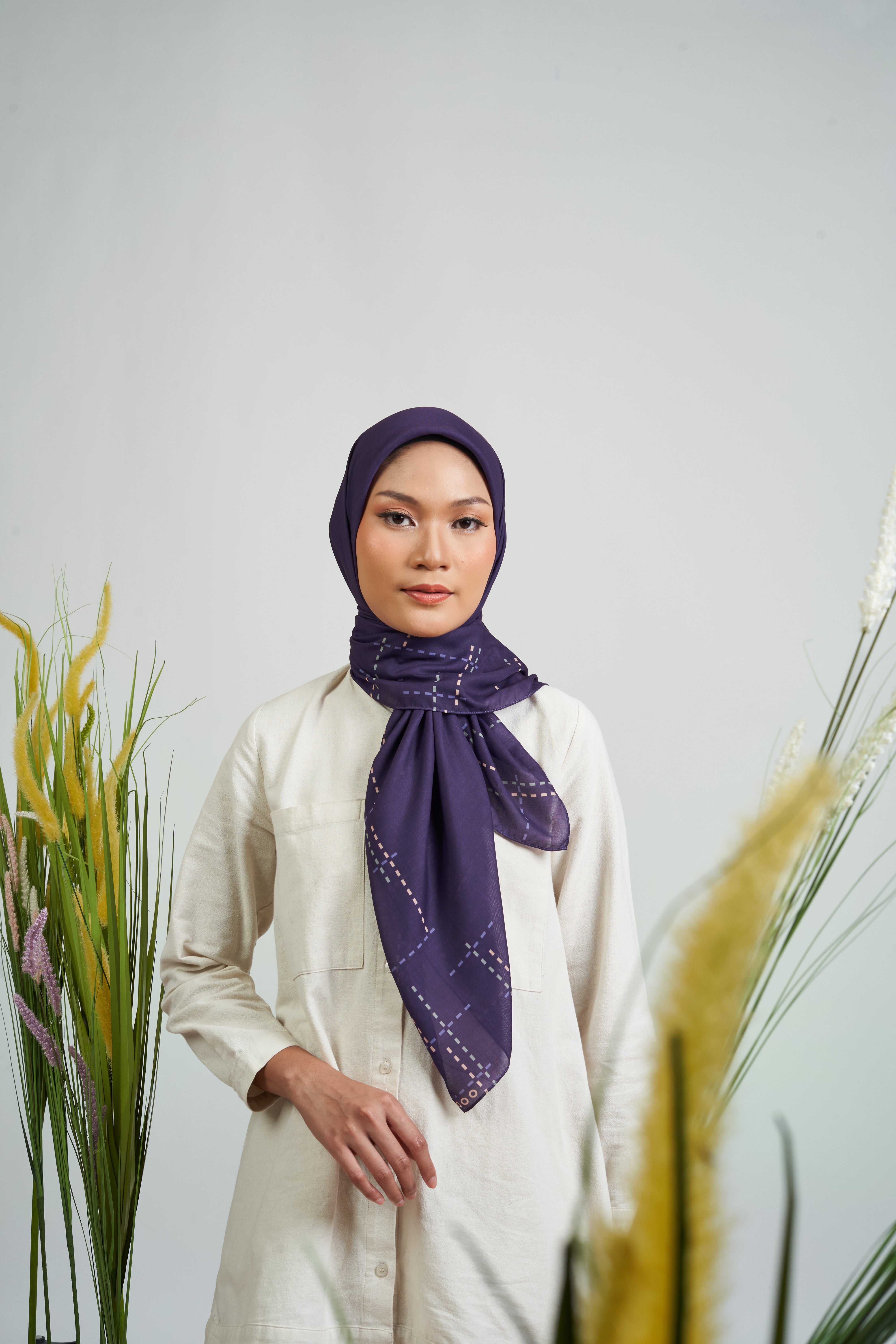 MELBOURNE LINED STITCHES SCARF - DEEP MAUVE