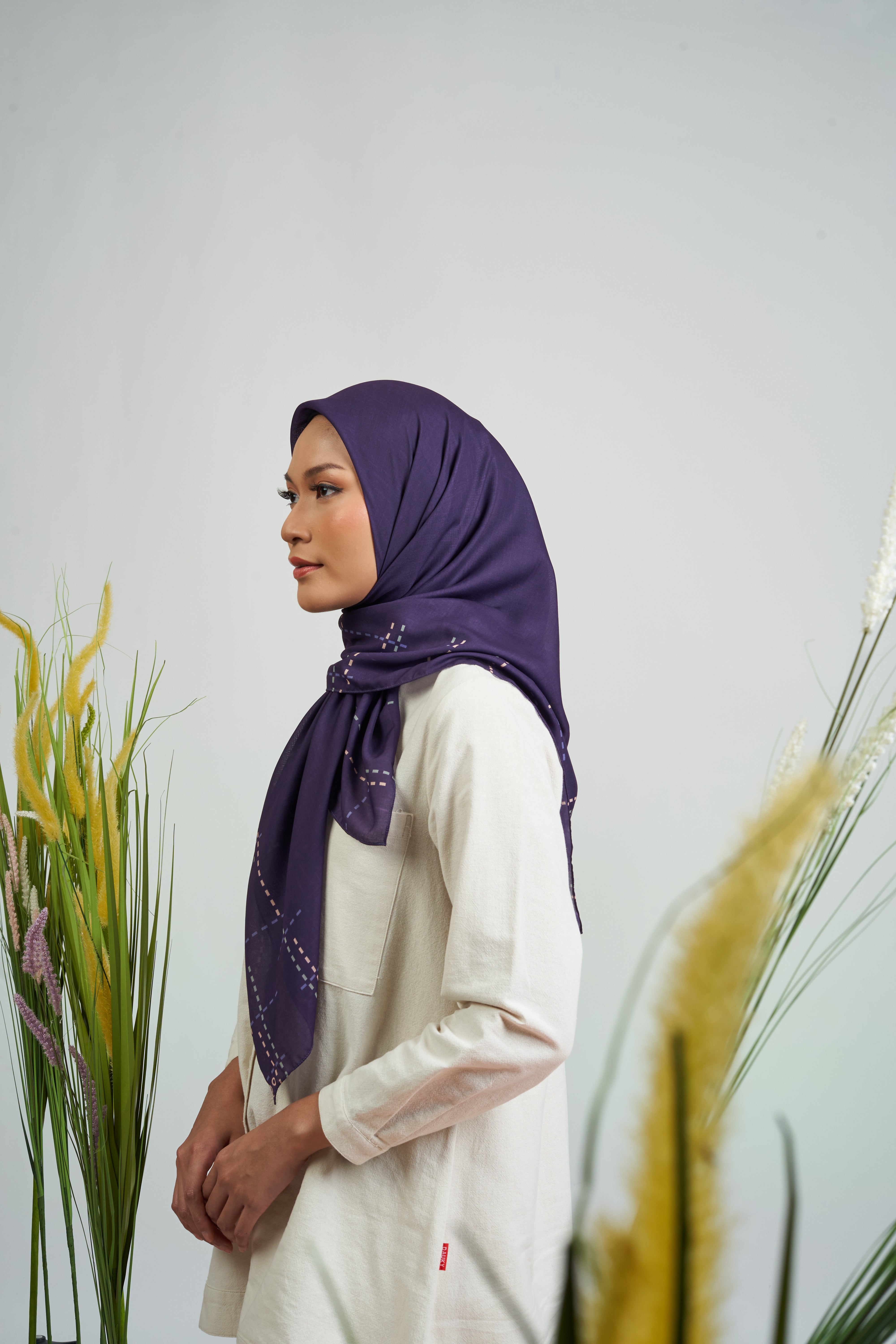 MELBOURNE LINED STITCHES SCARF - DEEP MAUVE