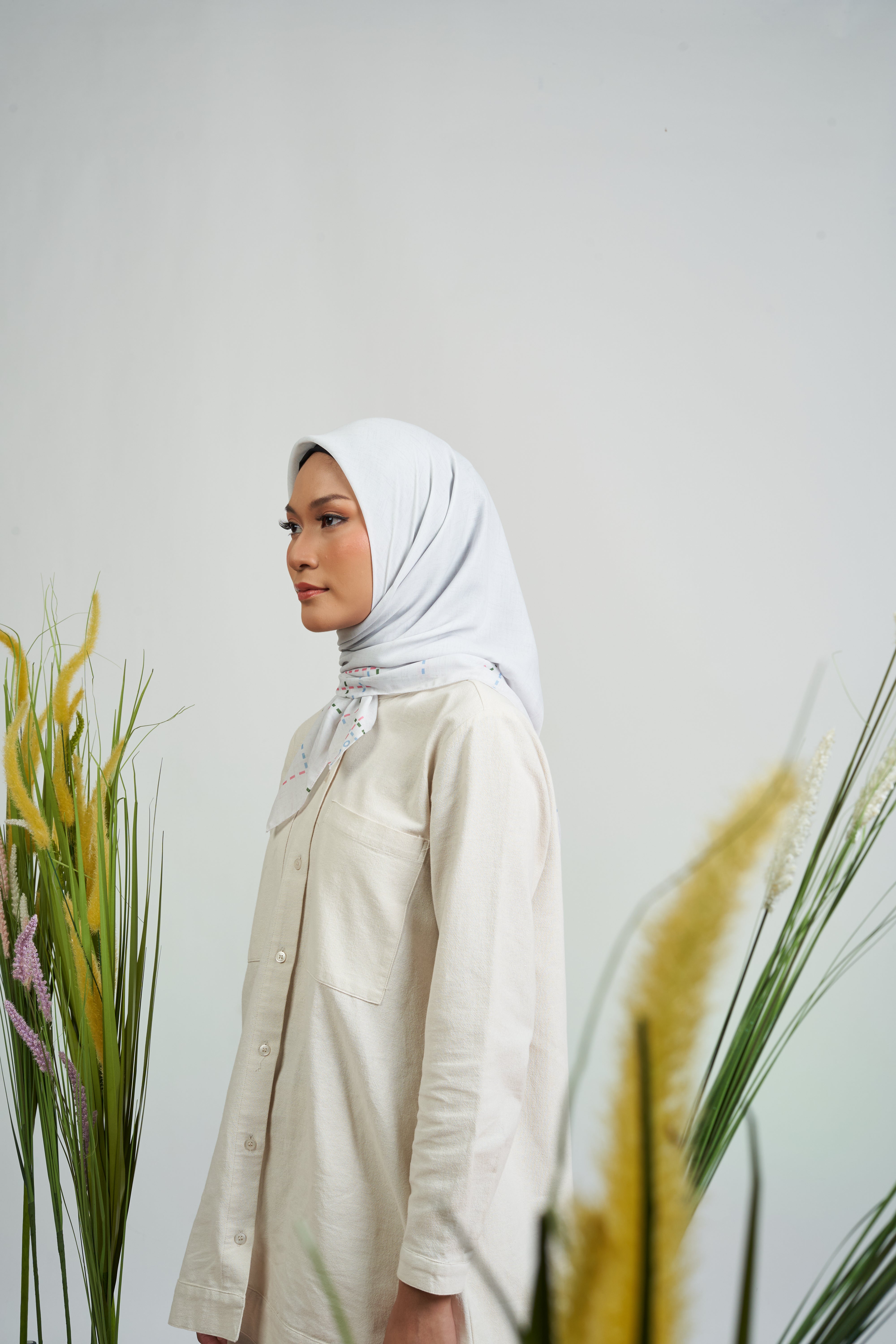 MELBOURNE LINED STITCHES SCARF - IVORY