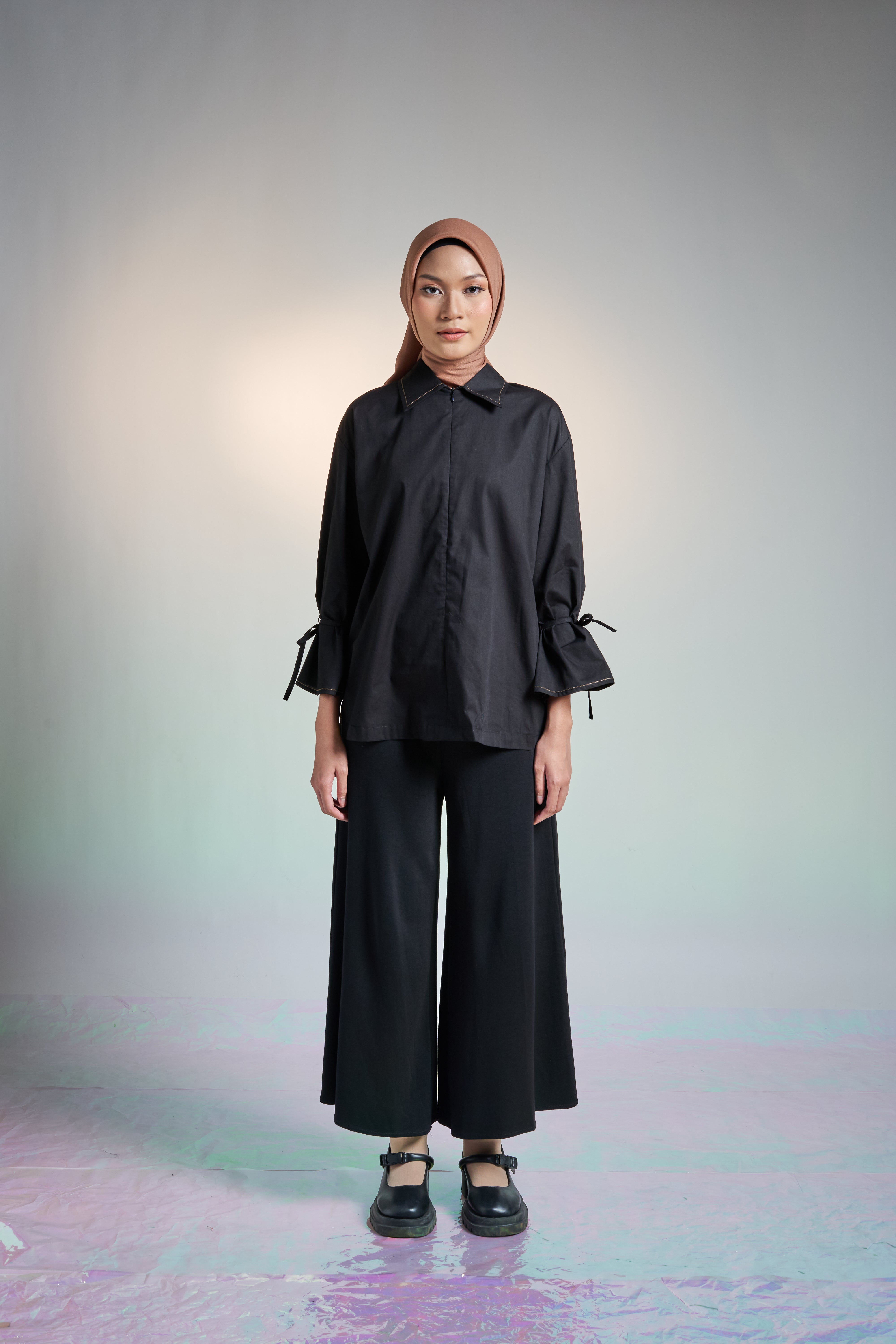 M TUNIC FLARE AIRY COTTON - BLACK