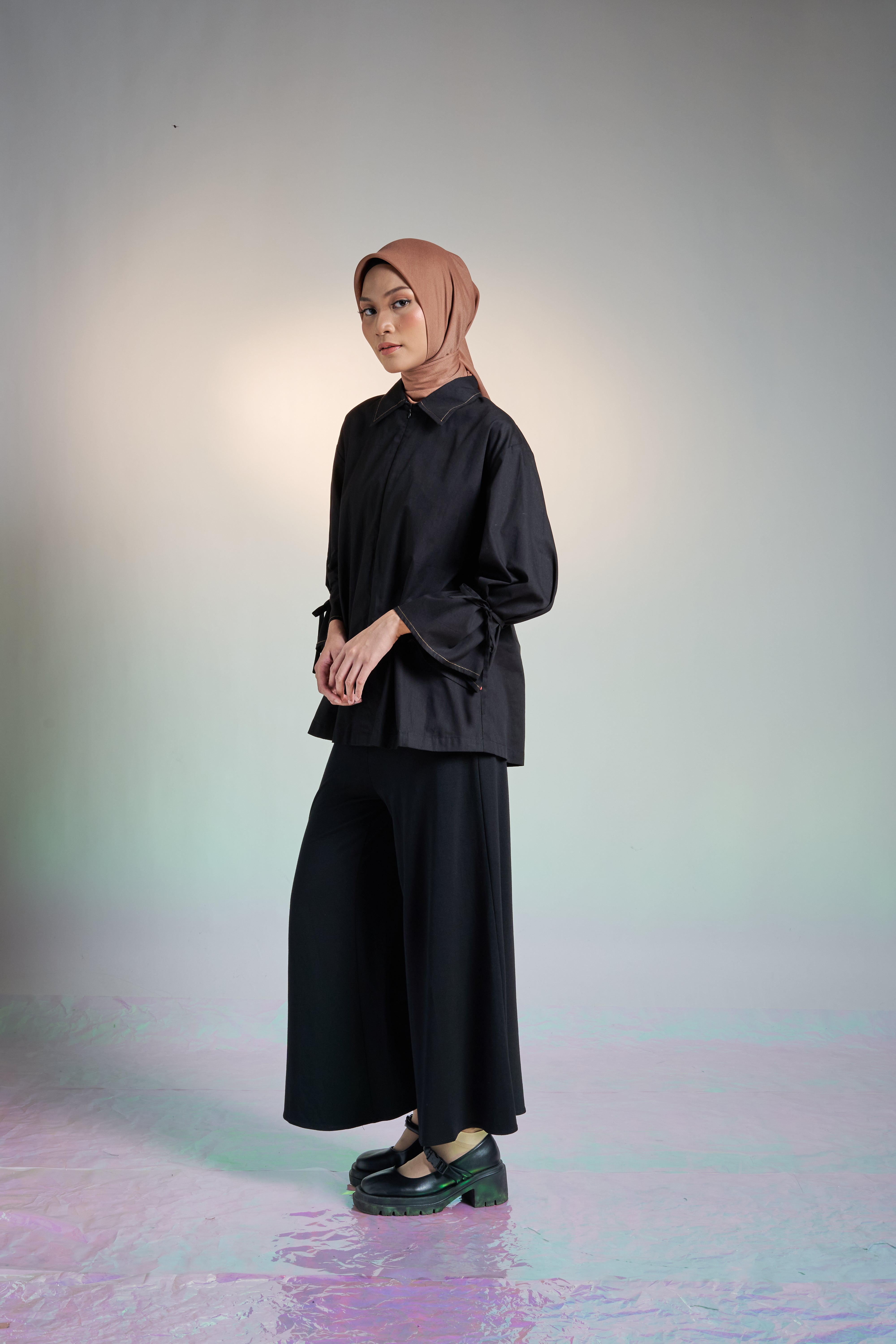 M TUNIC FLARE AIRY COTTON - BLACK