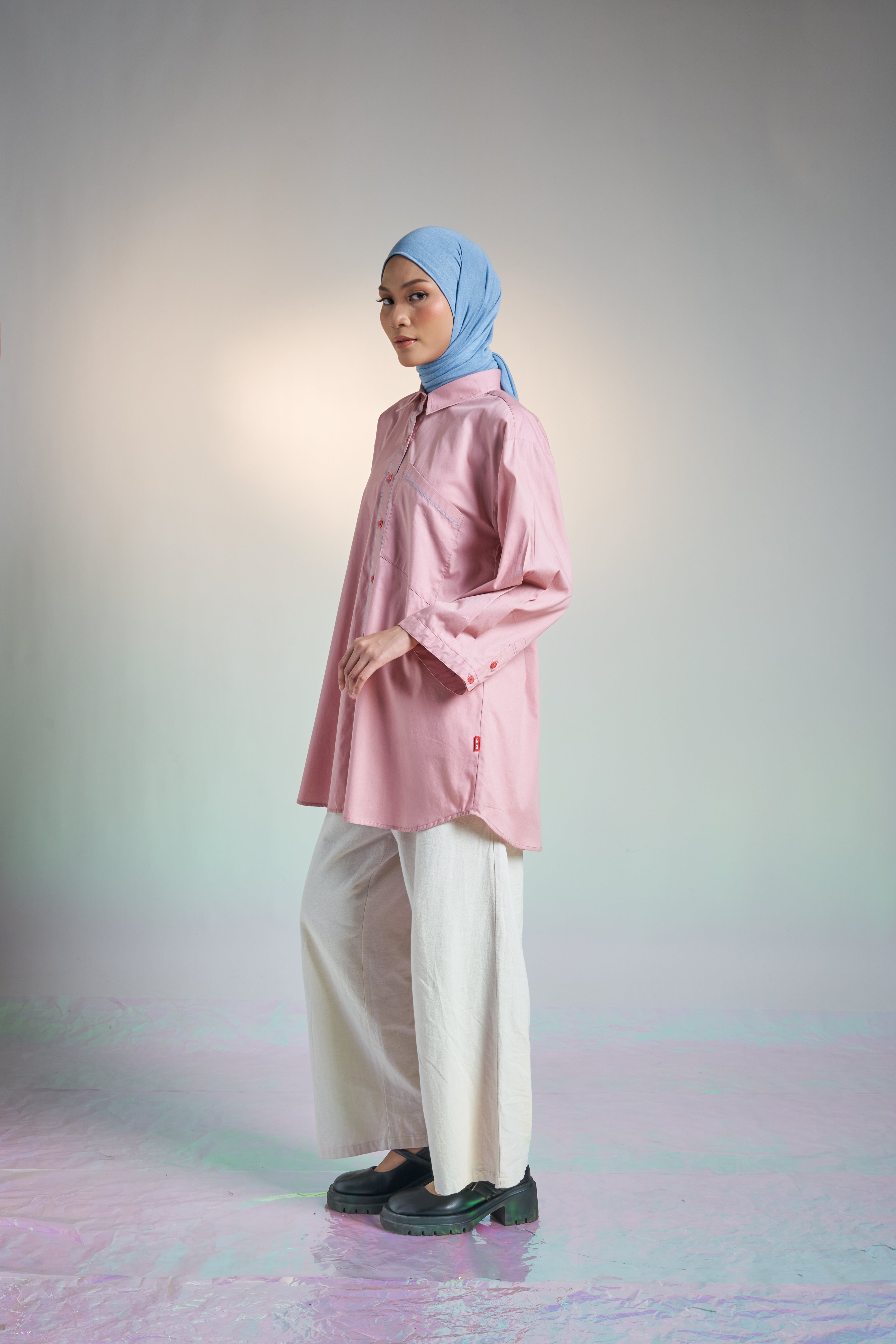 M TUNIC WIDE AIRY COTTON - DUSTY PINK