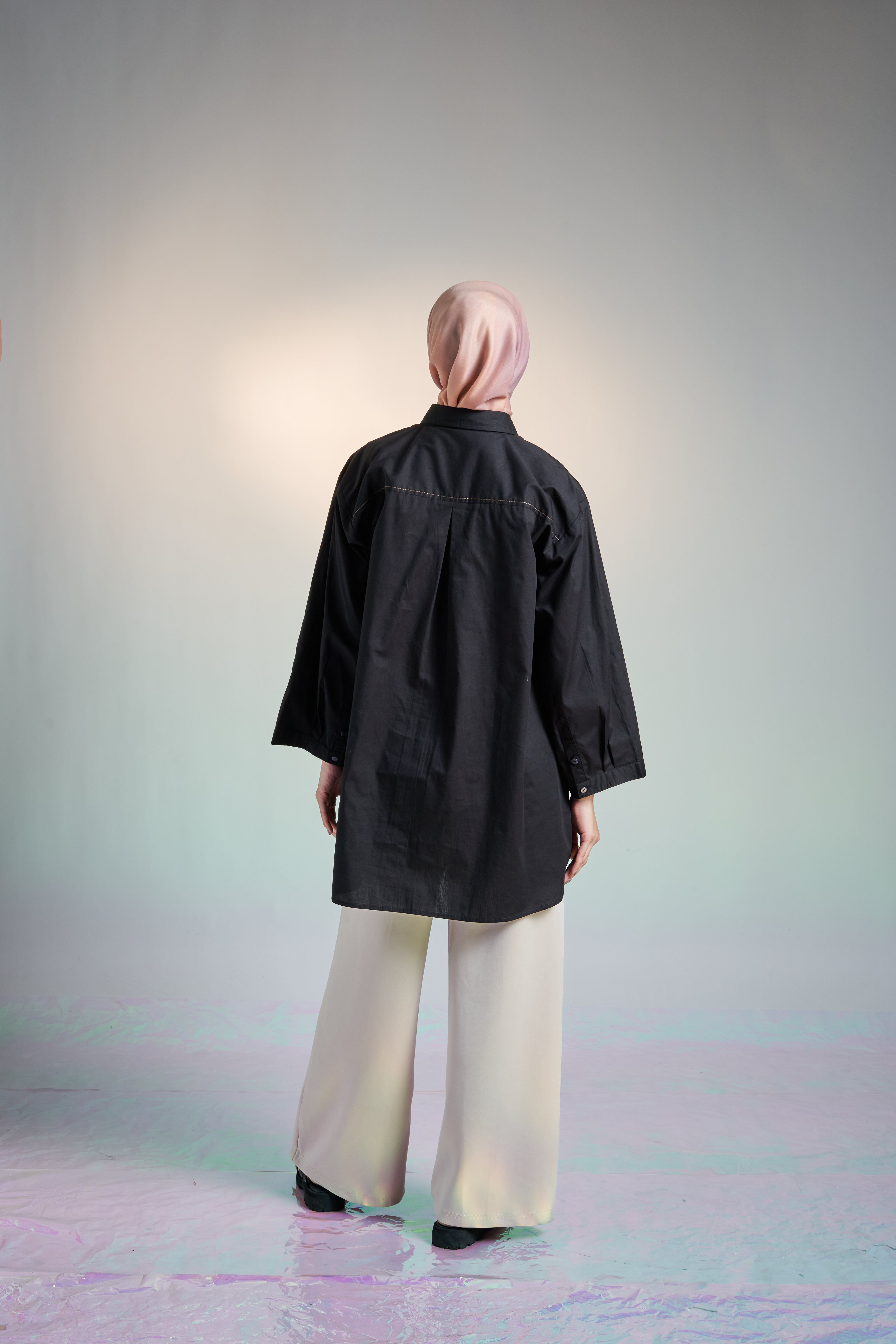 M TUNIC WIDE AIRY COTTON - BLACK