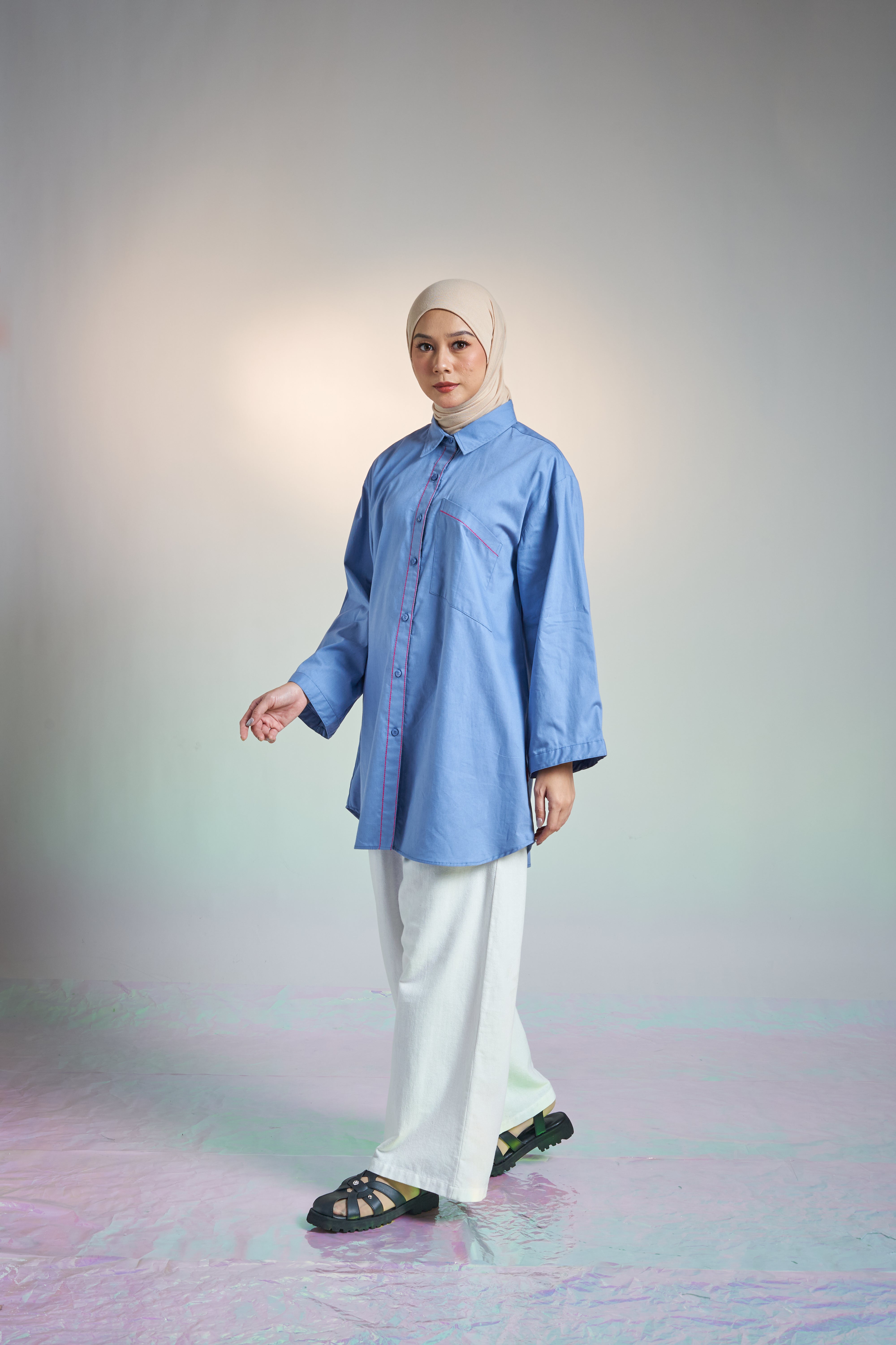 M TUNIC WIDE AIRY COTTON - DENIM