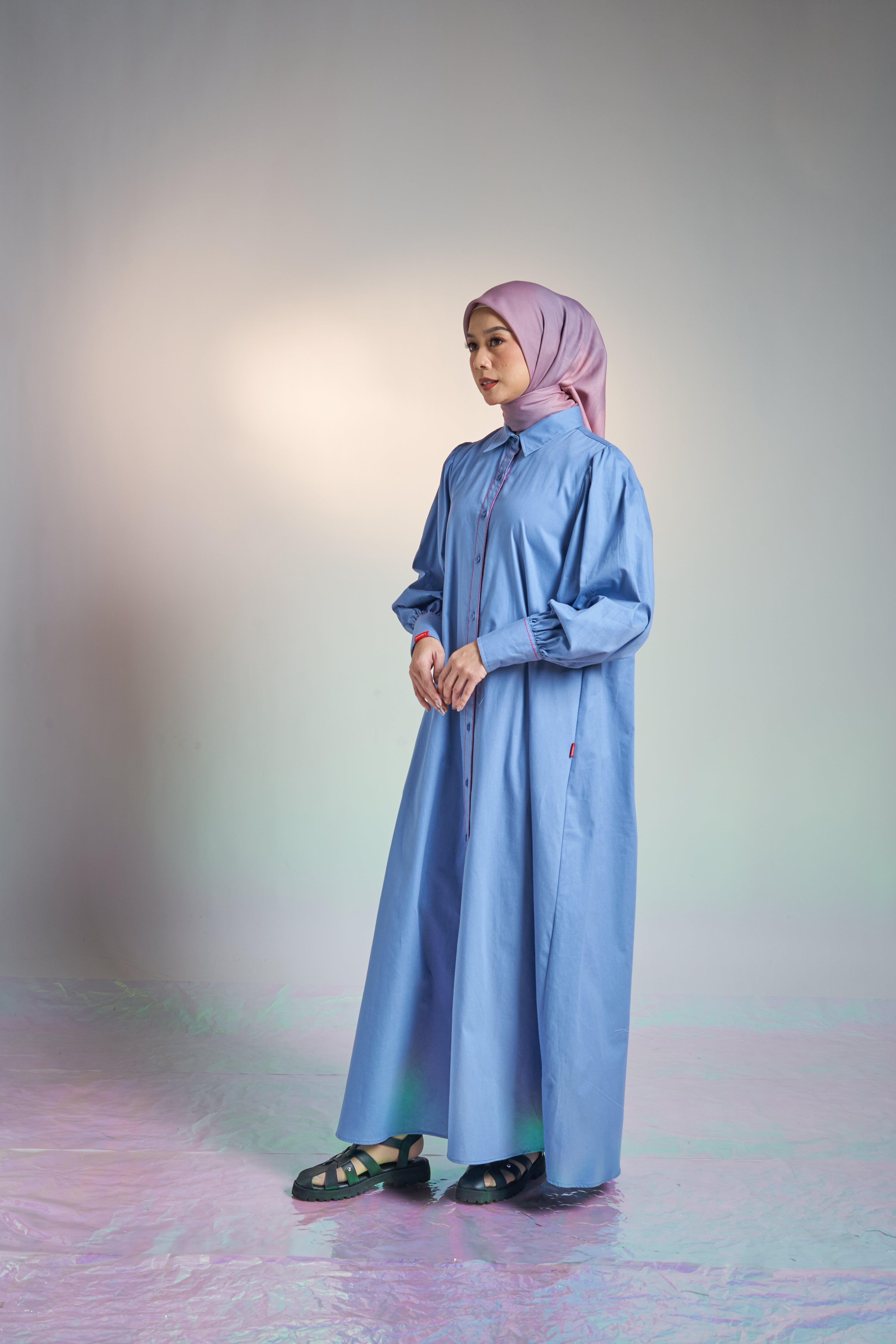 L DRESS AIRY COTTON - DENIM