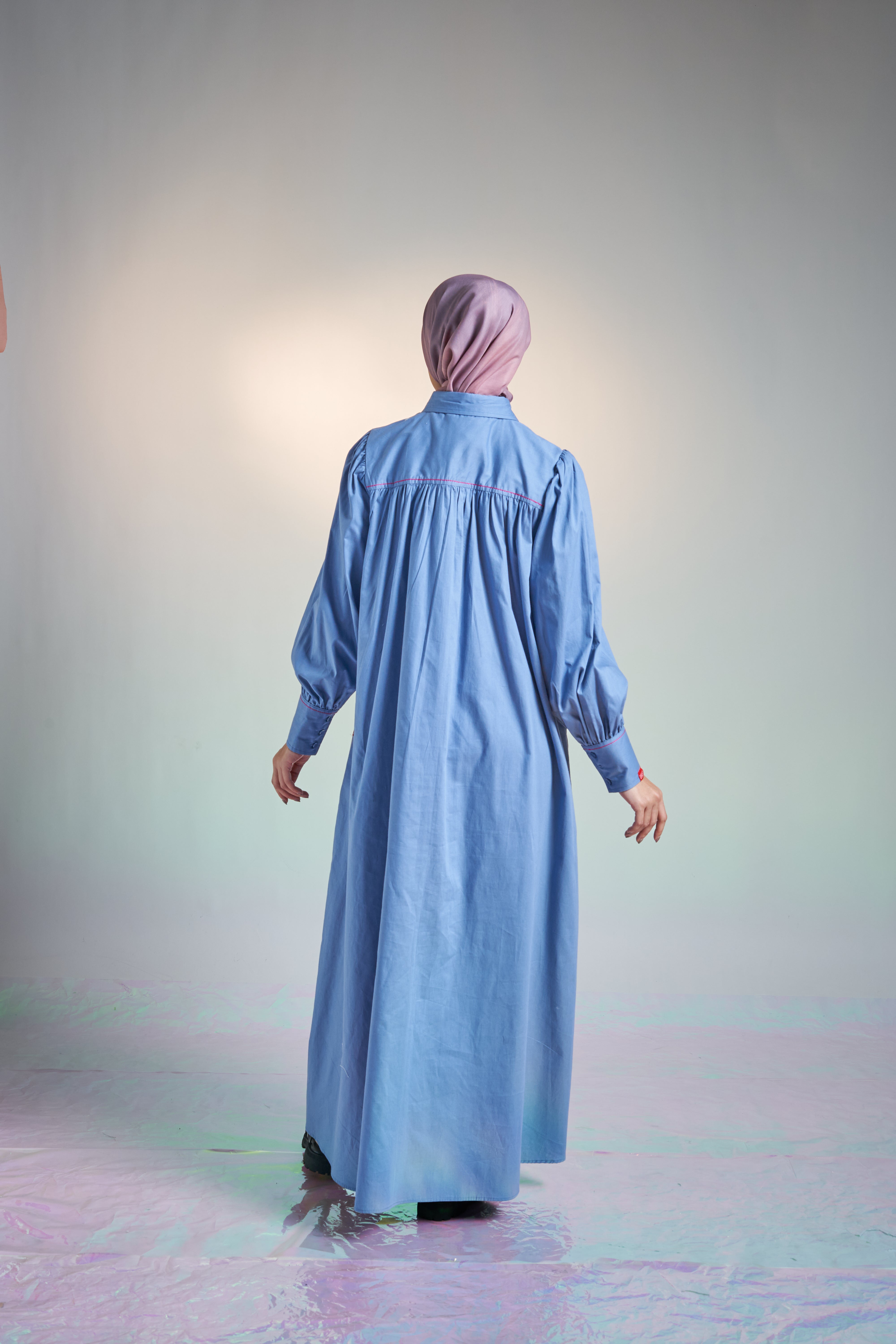 L DRESS AIRY COTTON - DENIM