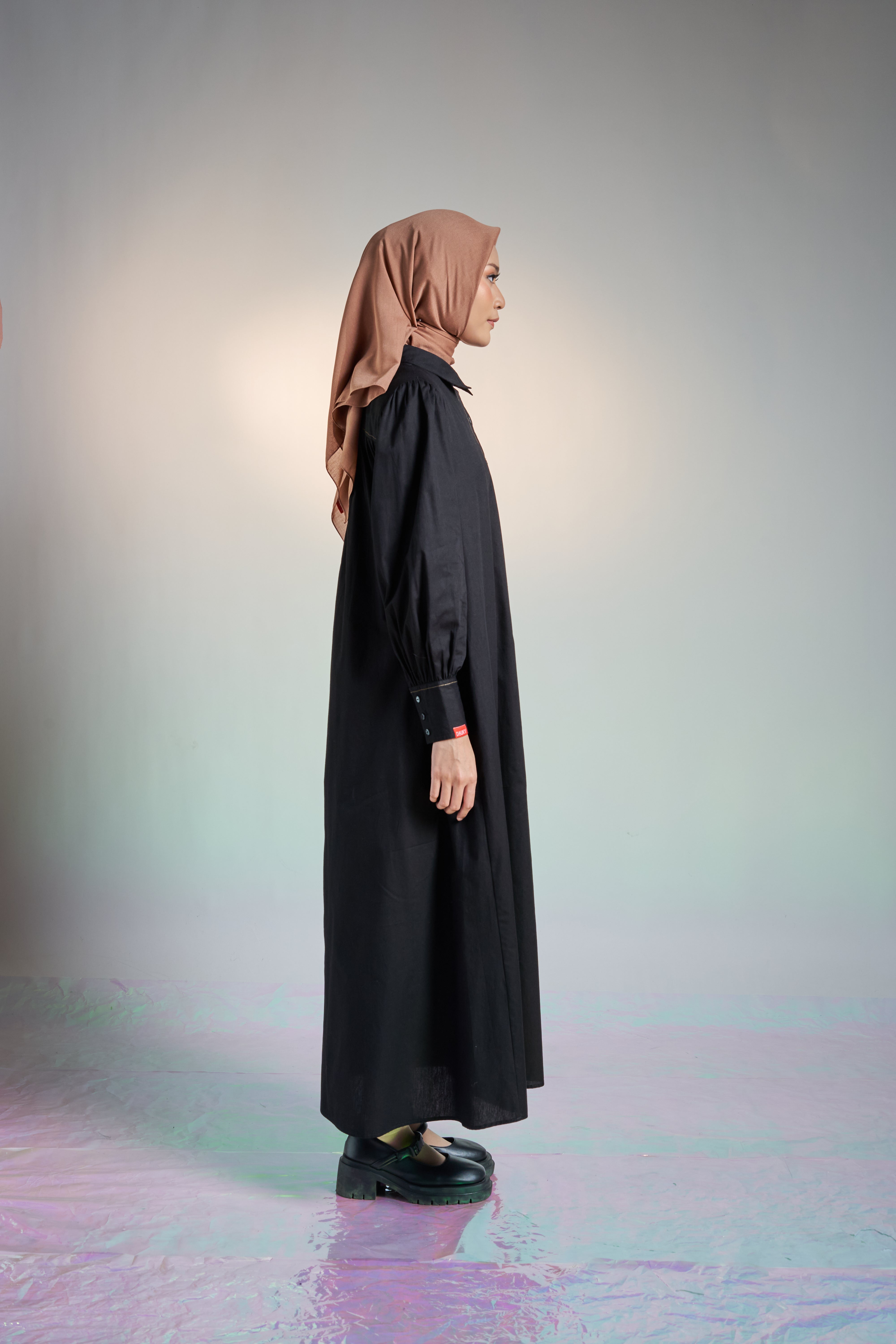 L DRESS AIRY COTTON - BLACK