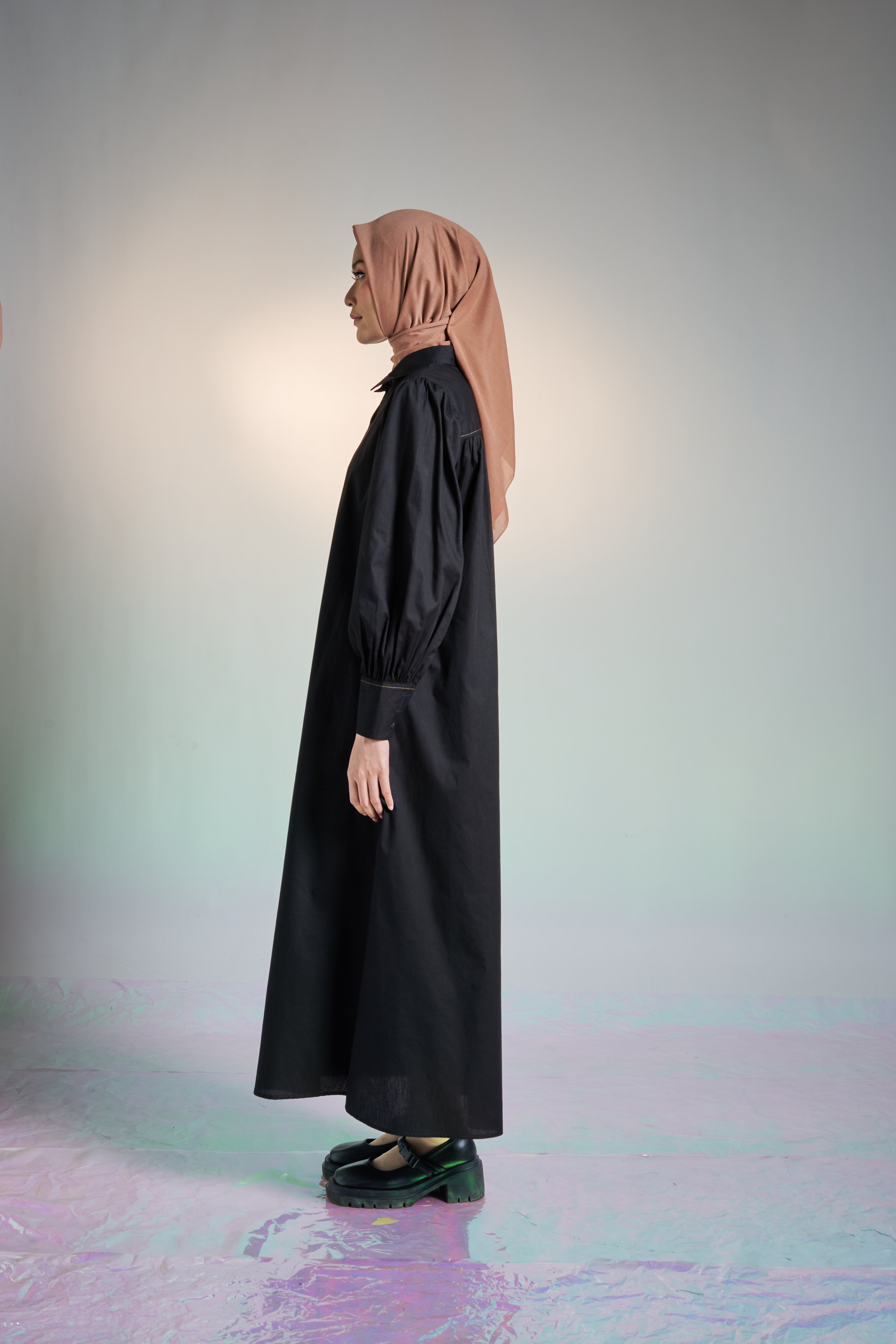 L DRESS AIRY COTTON - BLACK