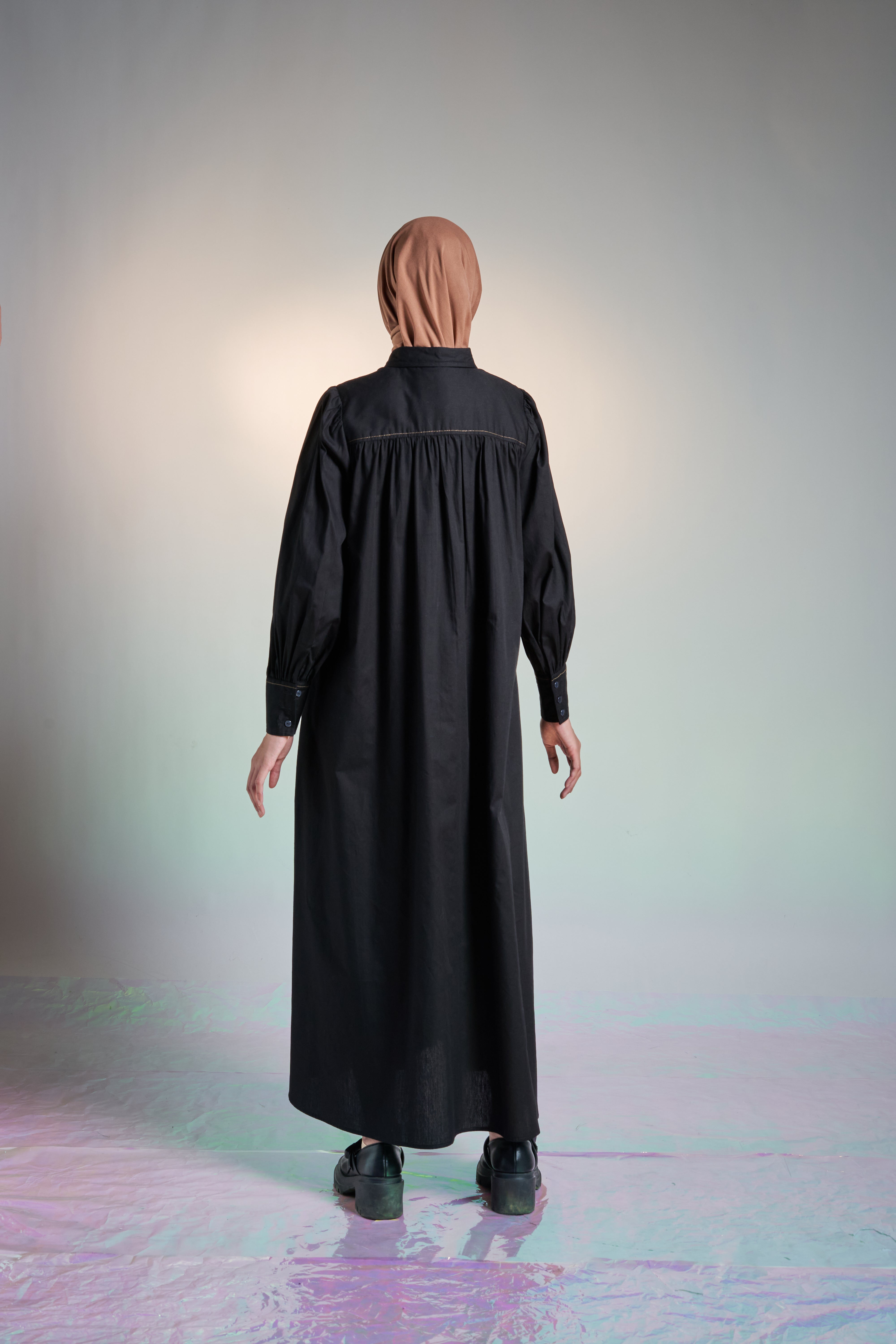 L DRESS AIRY COTTON - BLACK