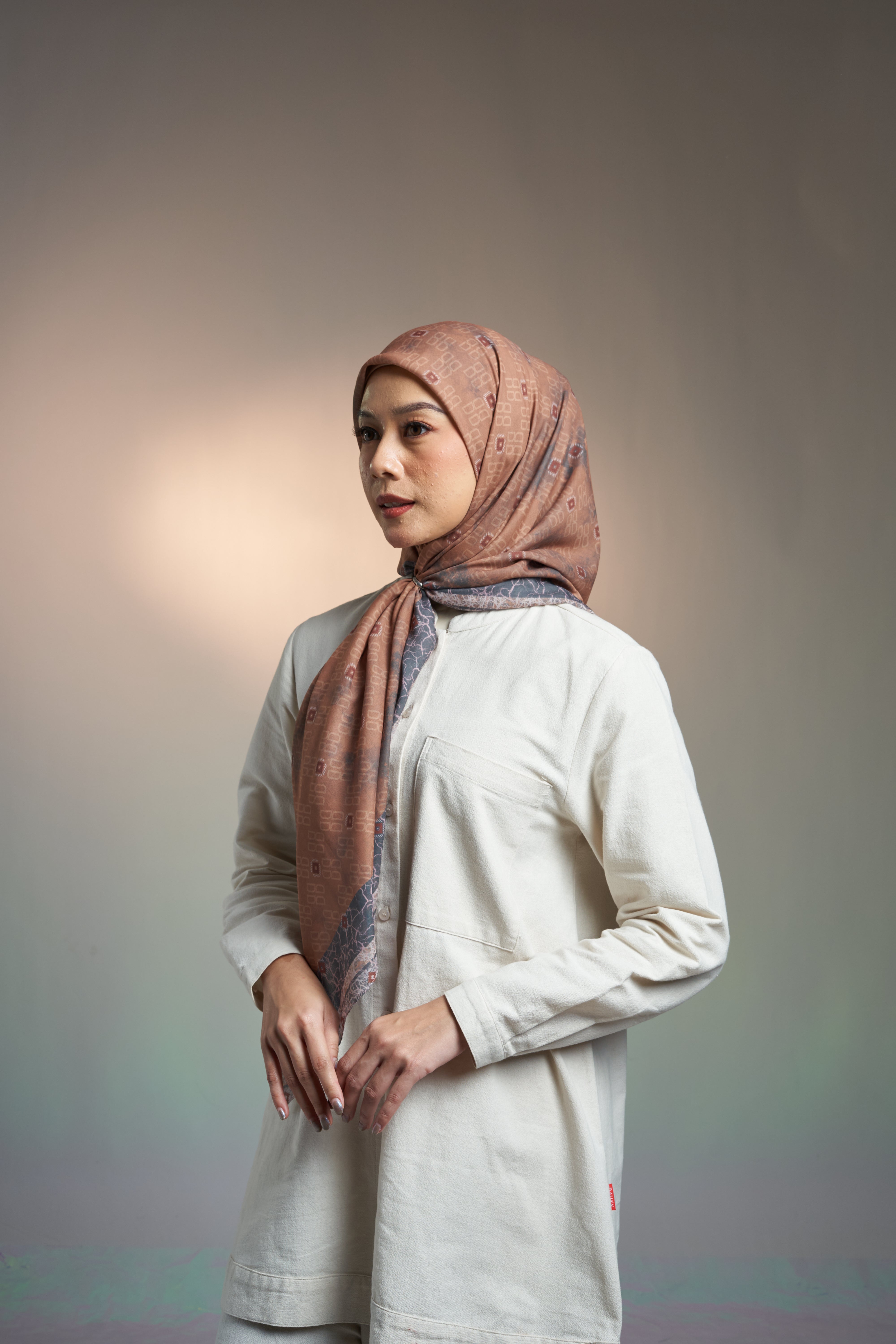 Fancy Monogram Scarf - Camel