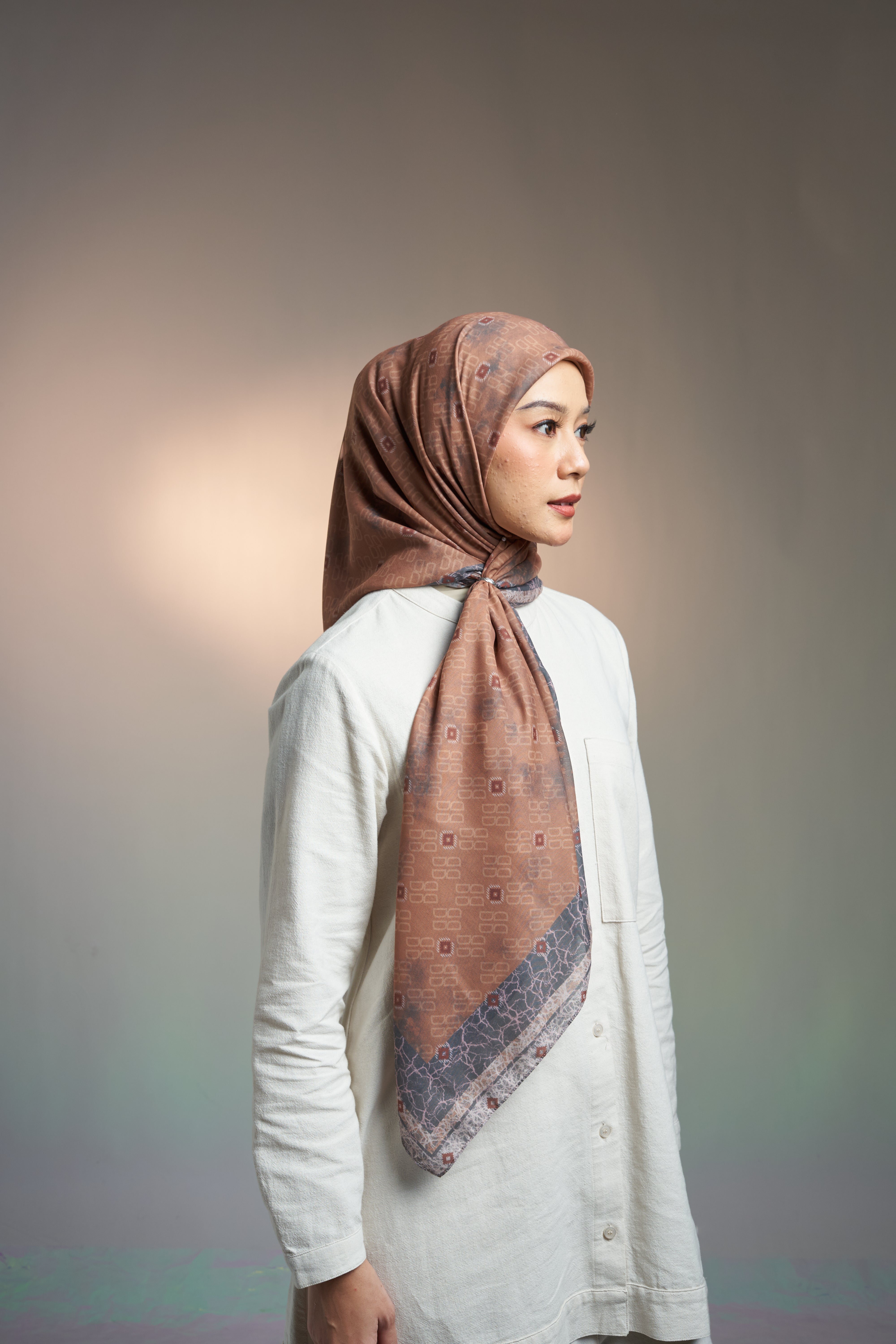 Fancy Monogram Scarf - Camel