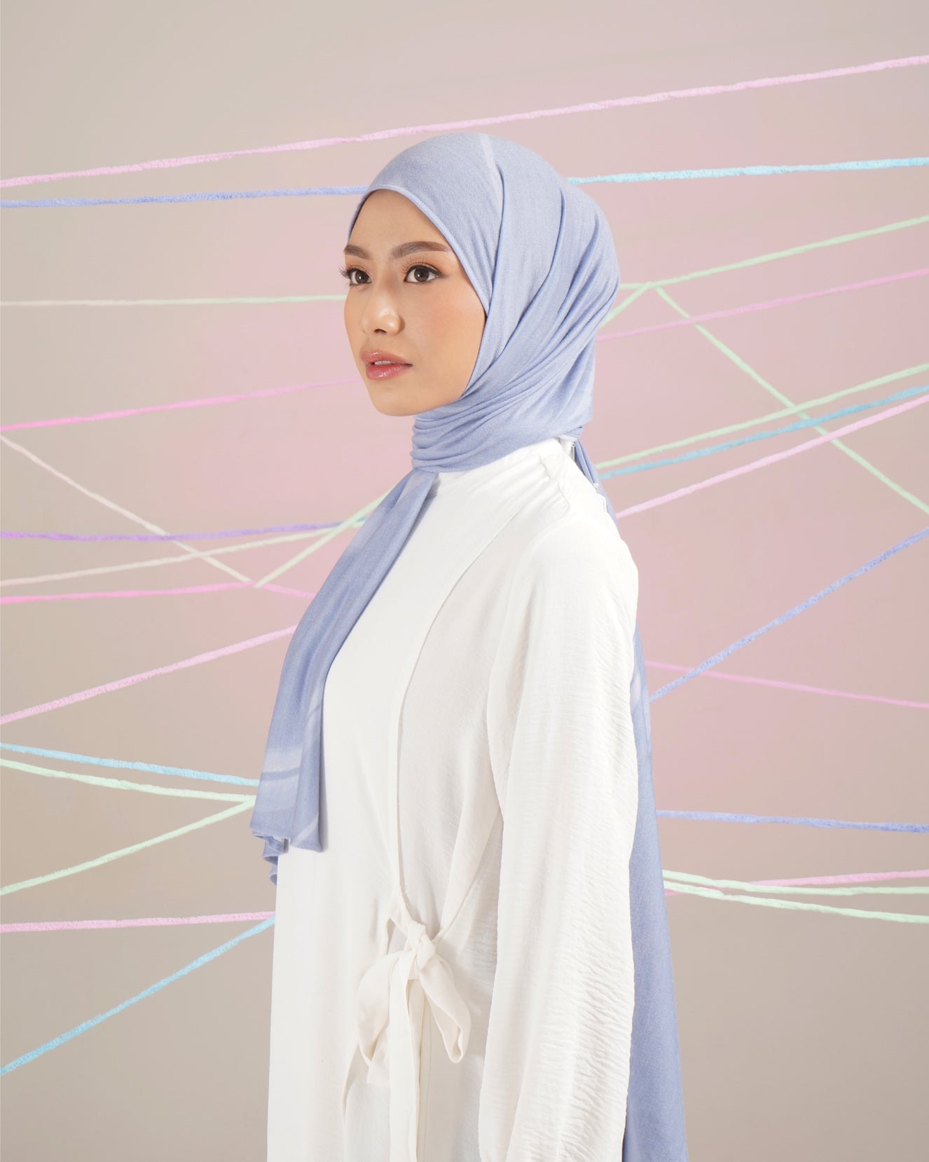 ABSTRACT PAINT PASHMINA - SOFT BLUE