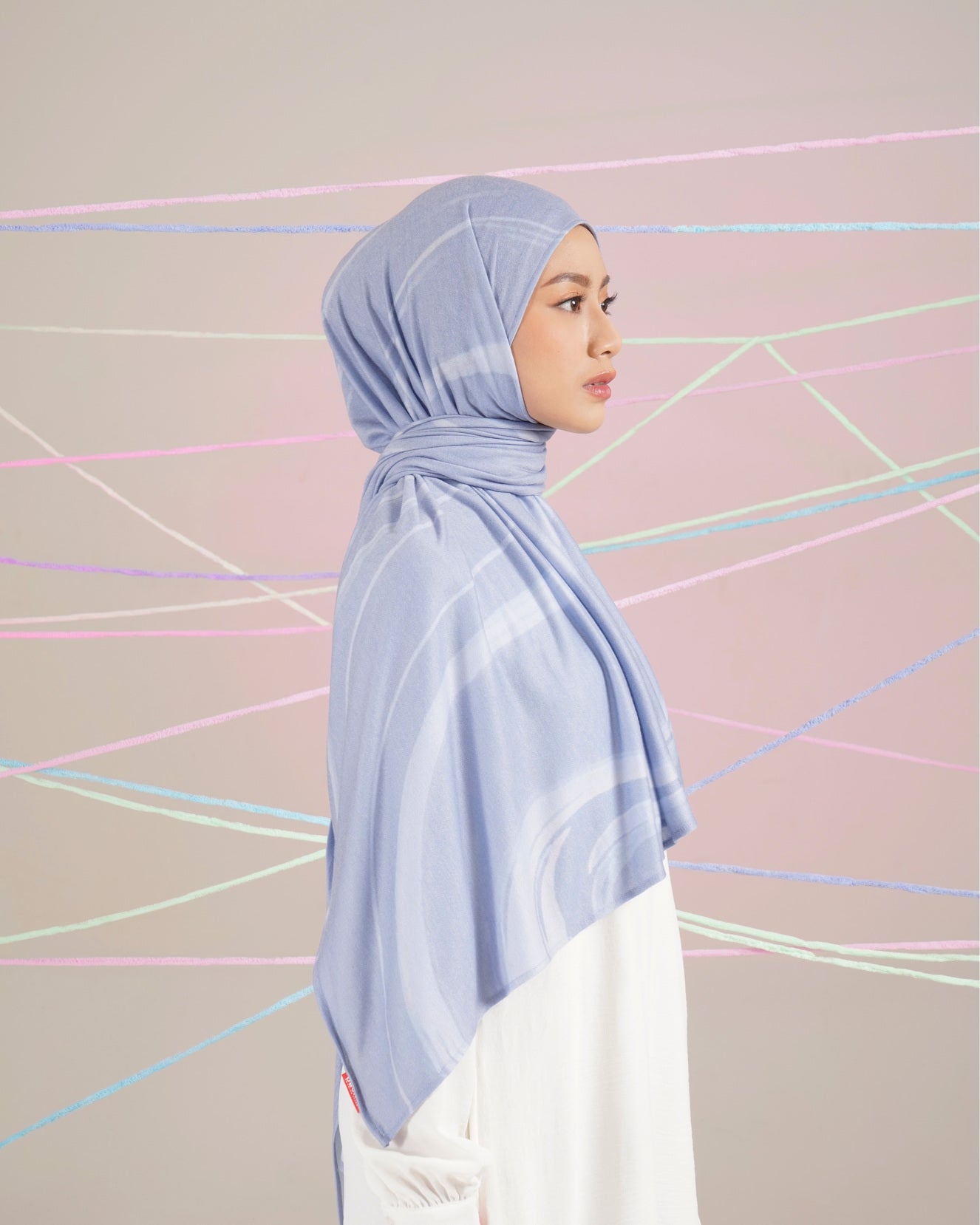 ABSTRACT PAINT PASHMINA - SOFT BLUE