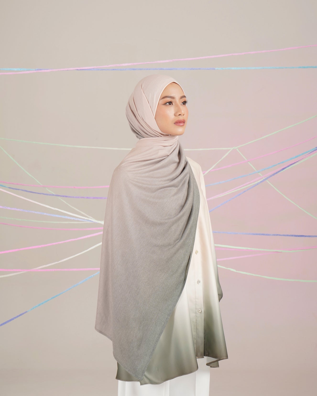 OMBRE PASHMINA A - ARMY BEIGE