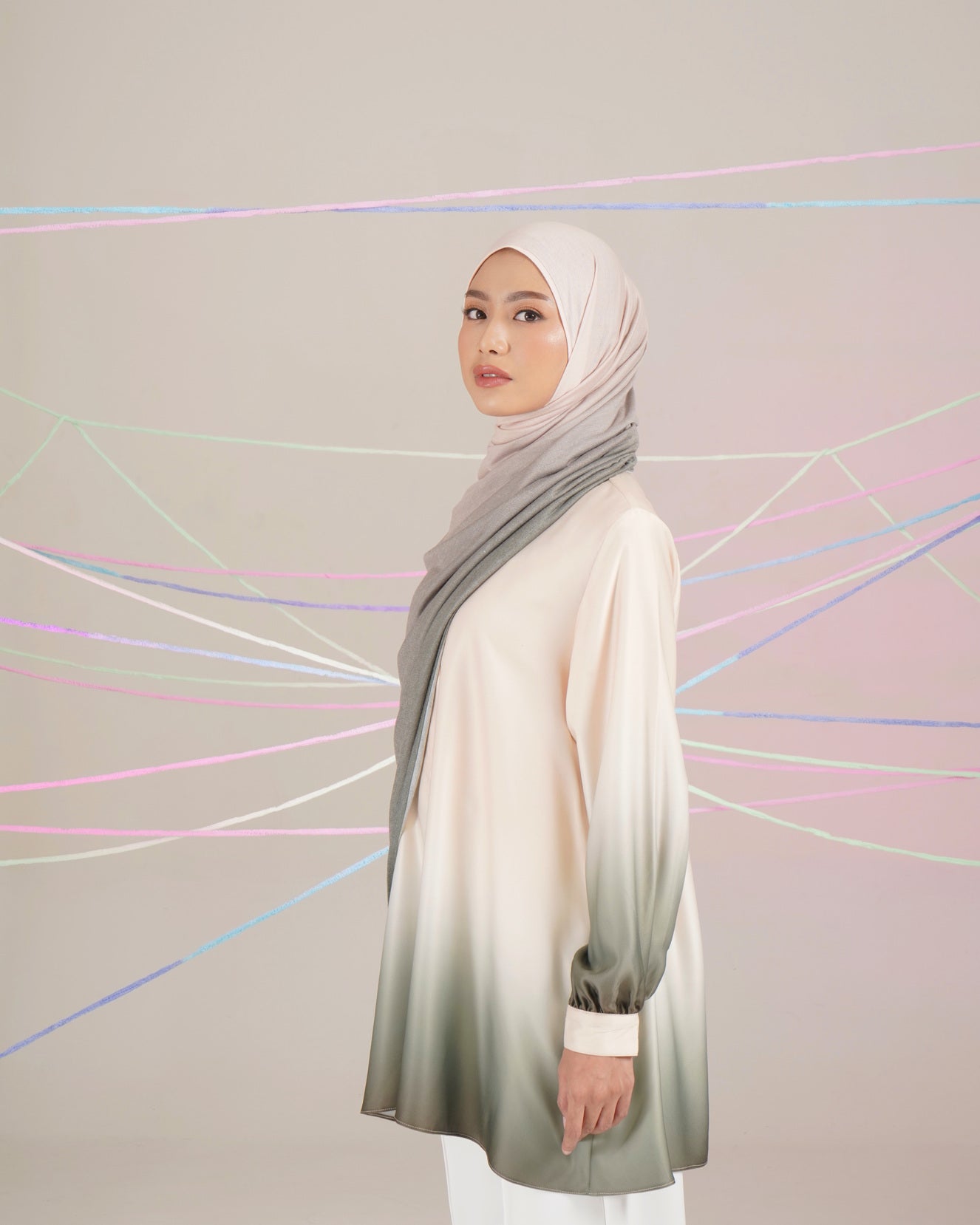 OMBRE PASHMINA A - ARMY BEIGE