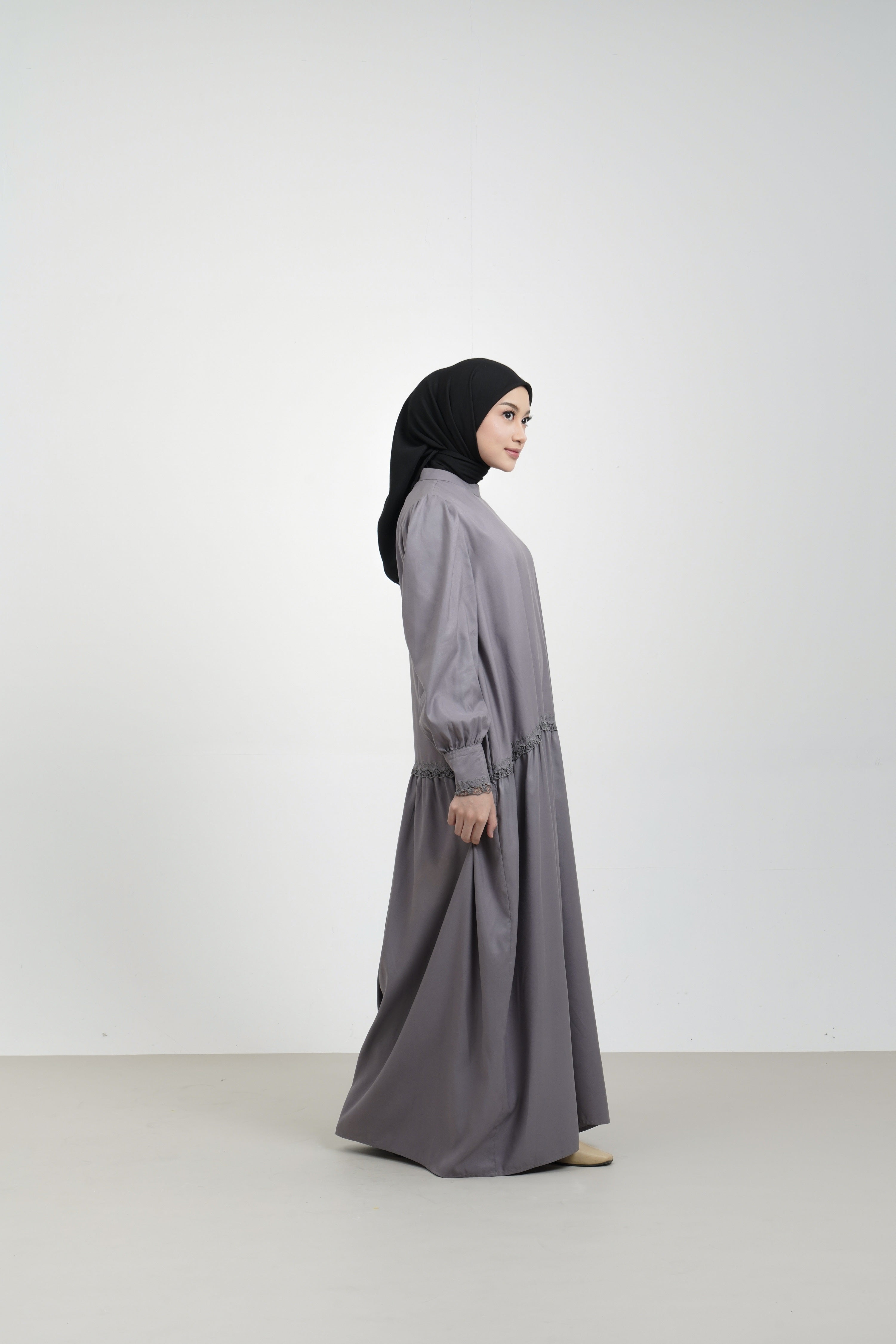 L Dress Puff Lined Lace