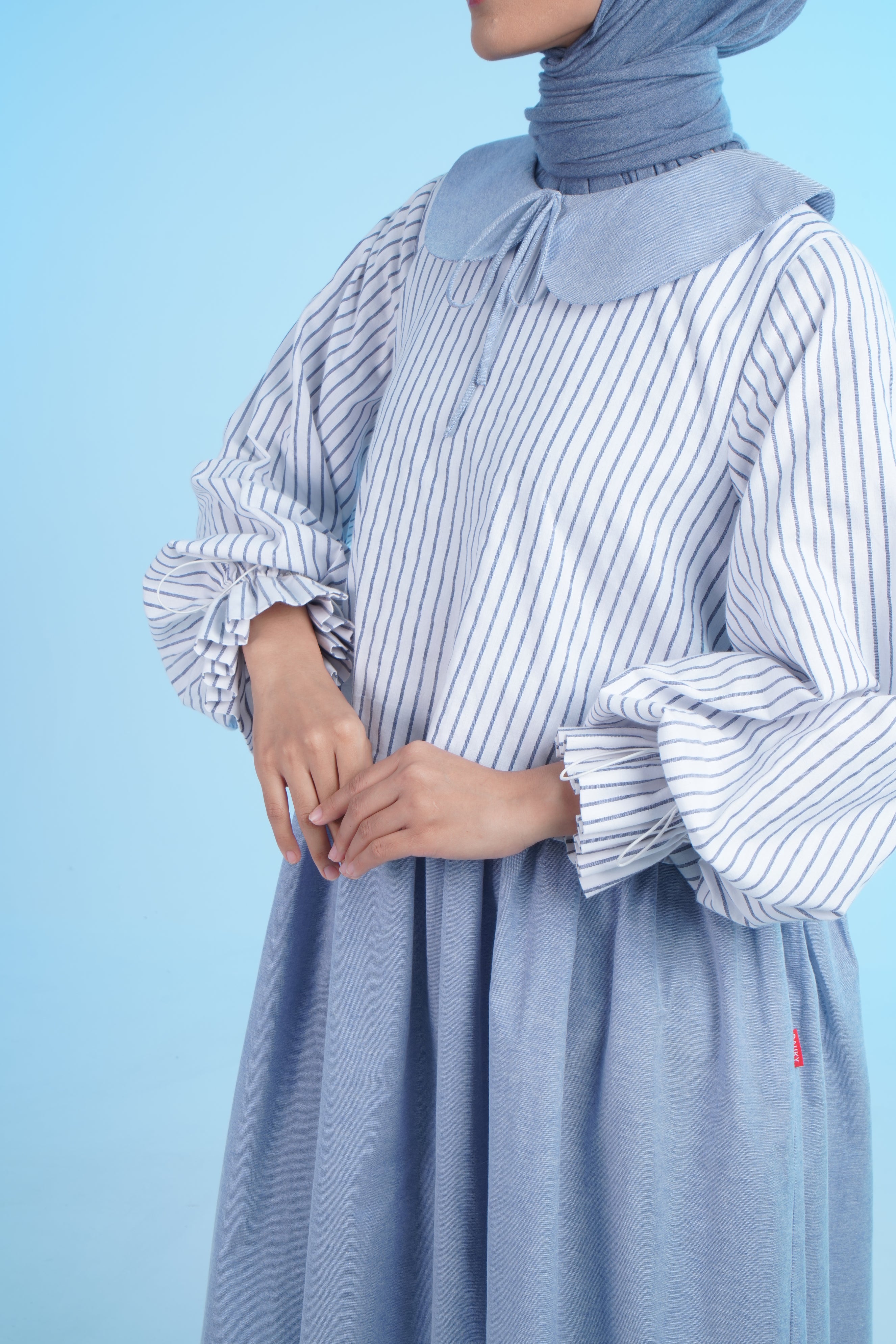 L DRESS DENIM STRIPE