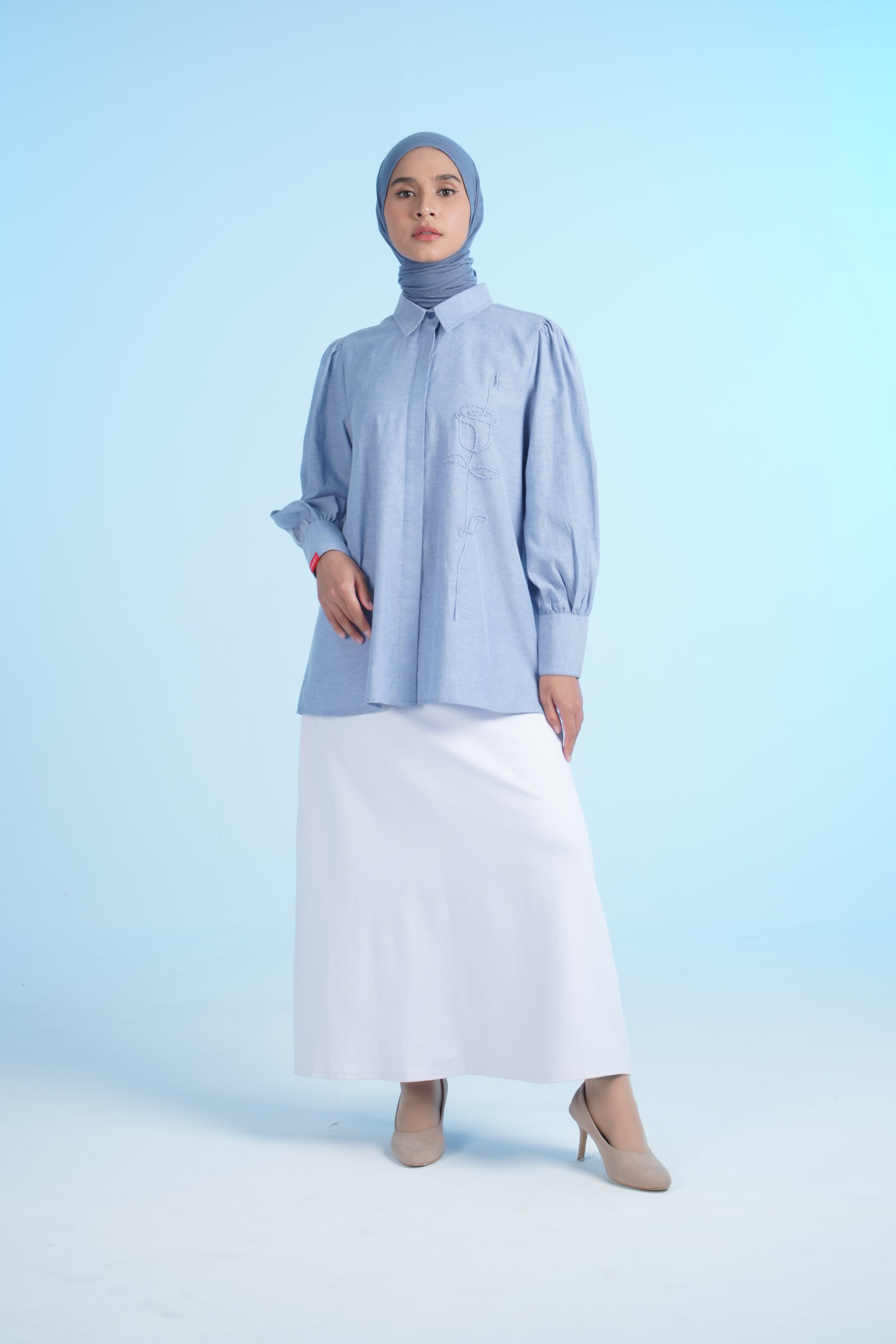 M TUNIC EMBRO DENIM