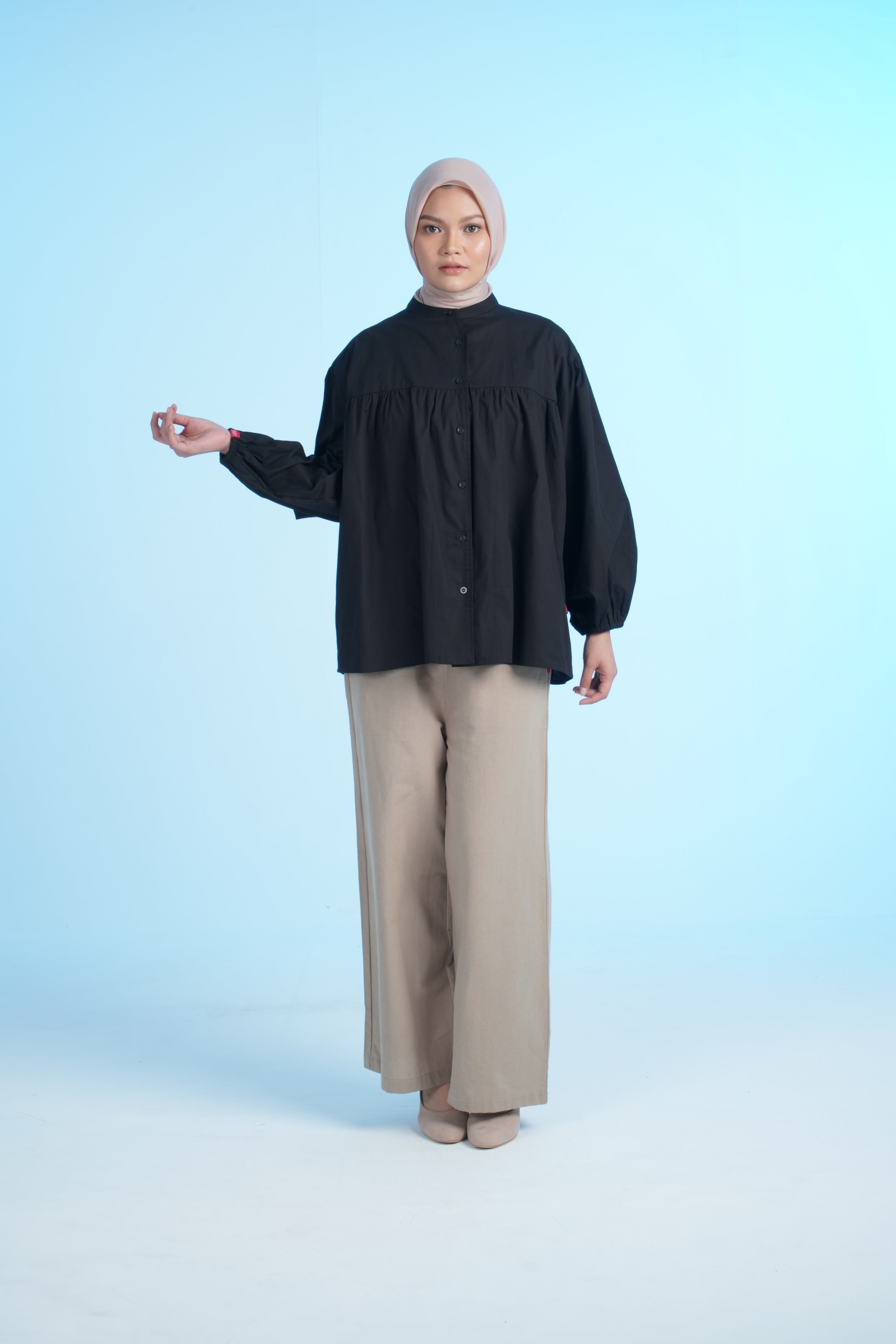 S TUNIC FRILL POPLIN