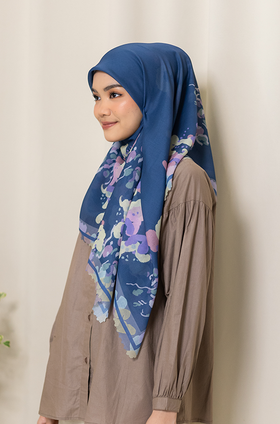 Oil Spread Premium Scarf - Steel Blue