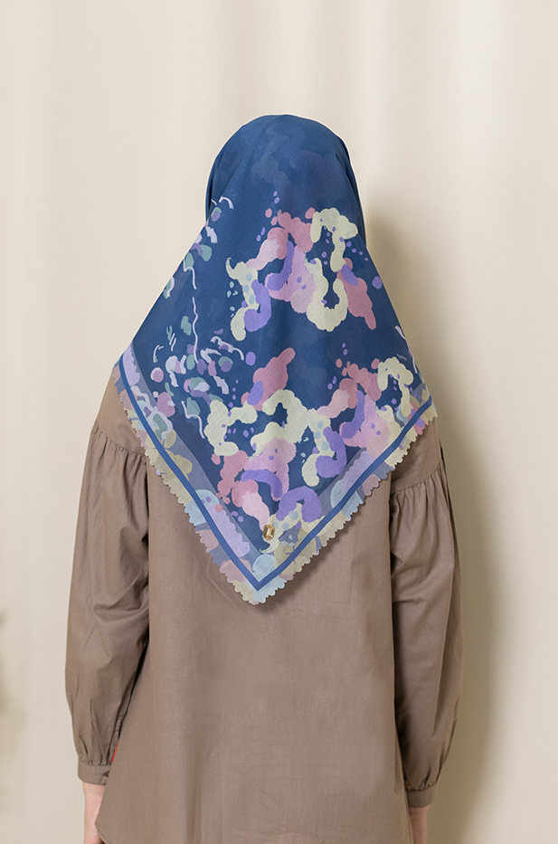 Oil Spread Premium Scarf - Steel Blue