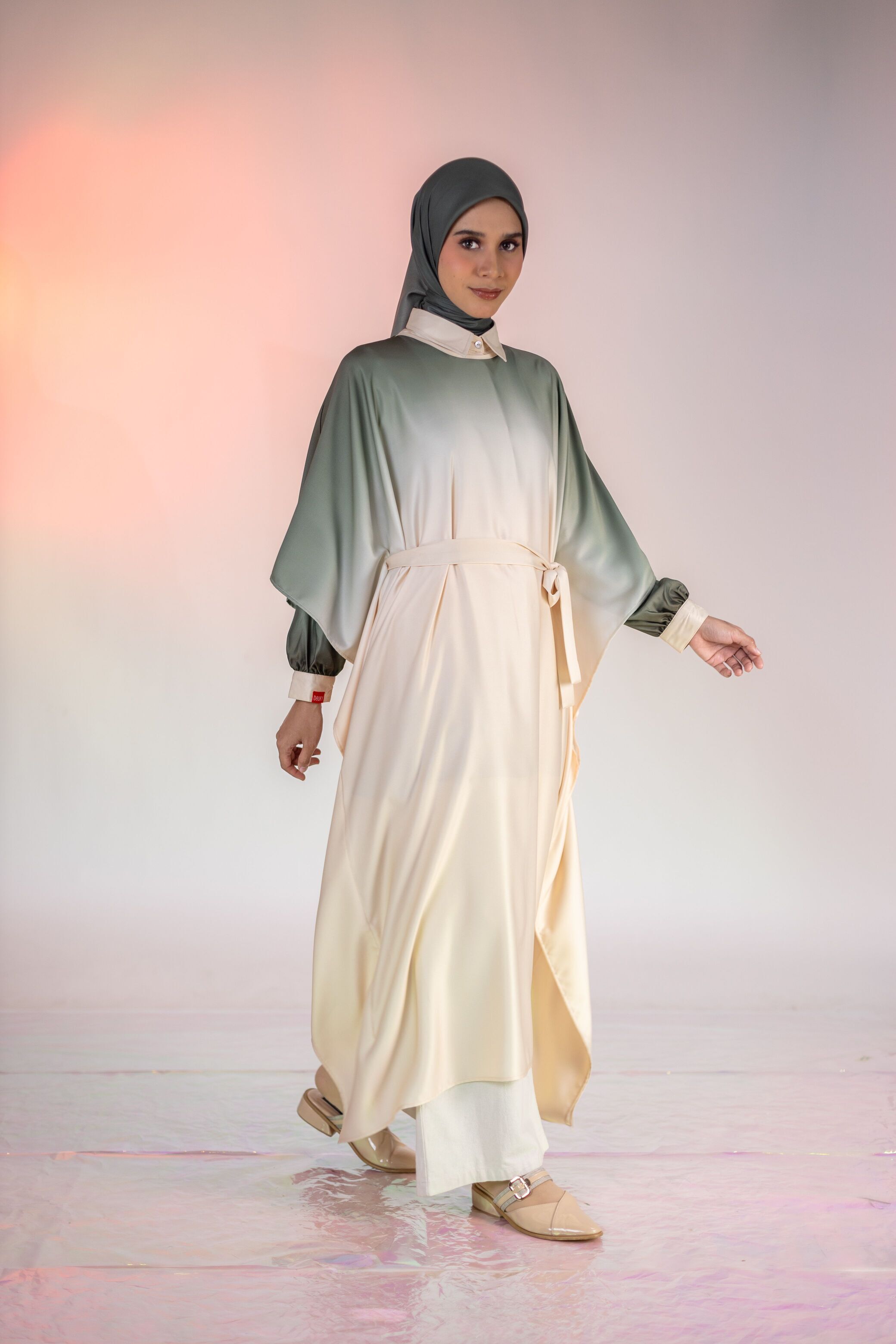 L Dress Kaftan Ombre - Beige