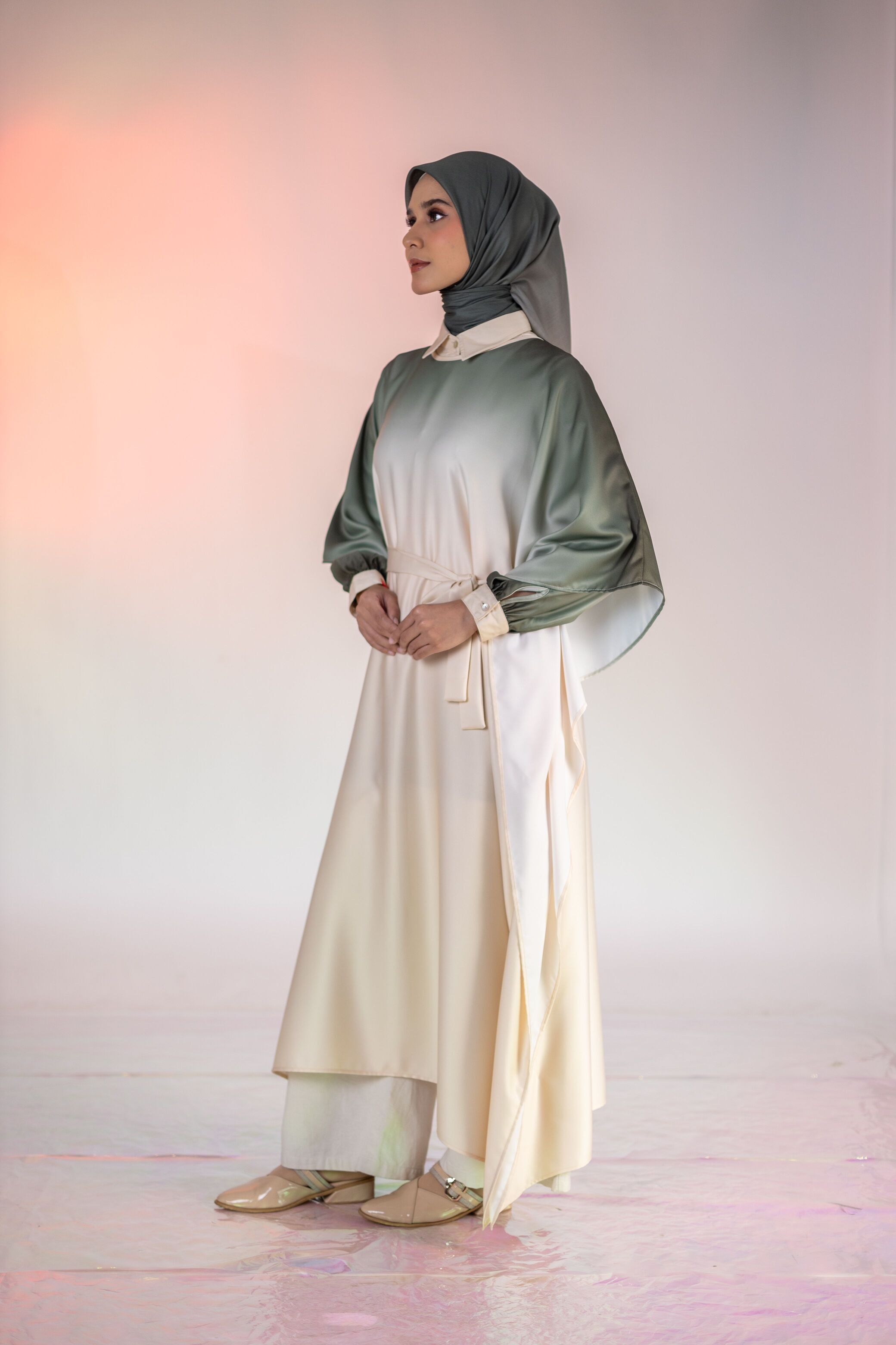 L Dress Kaftan Ombre - Beige